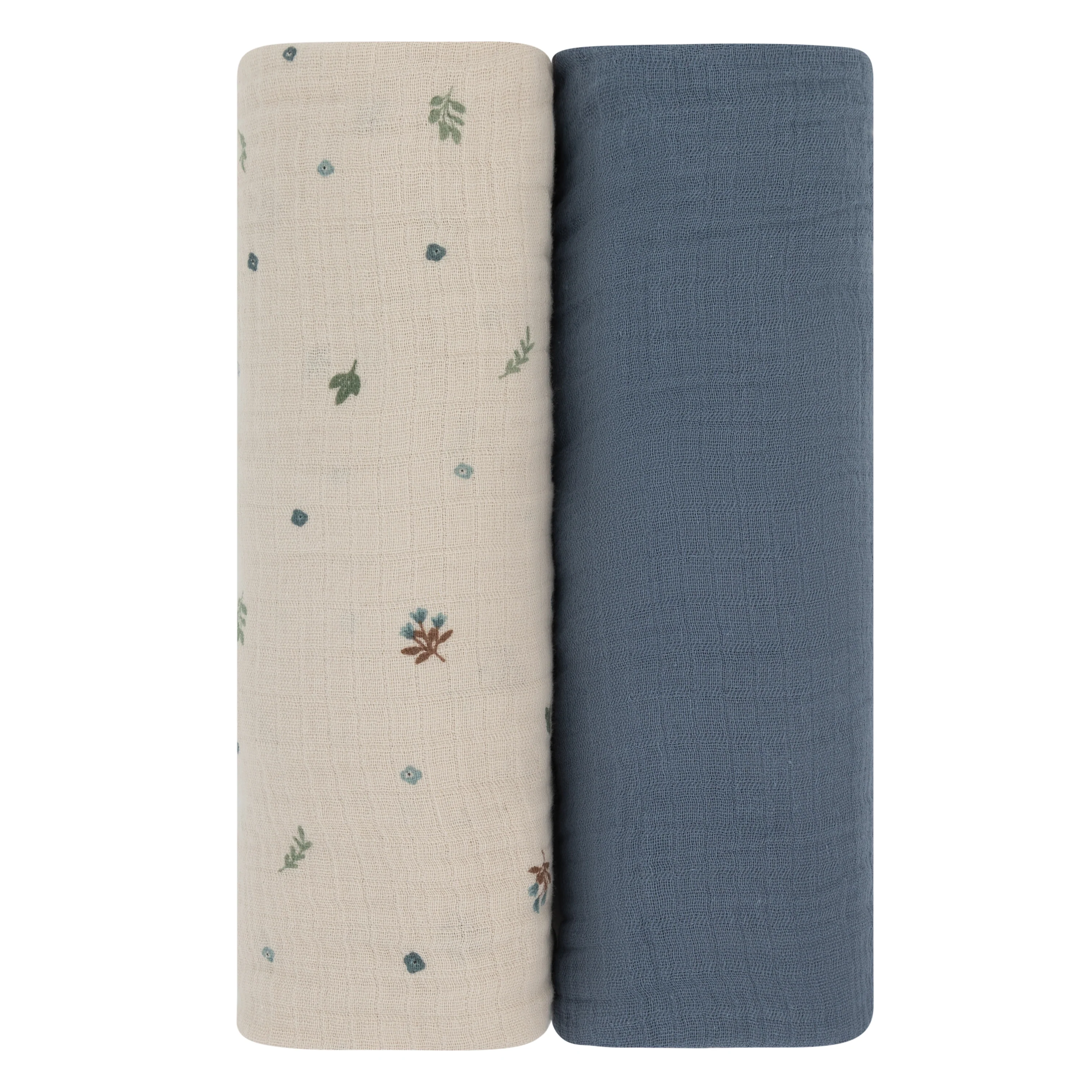 2 Pack Cotton Muslin Swaddle Blanket - Blue Garden Flower