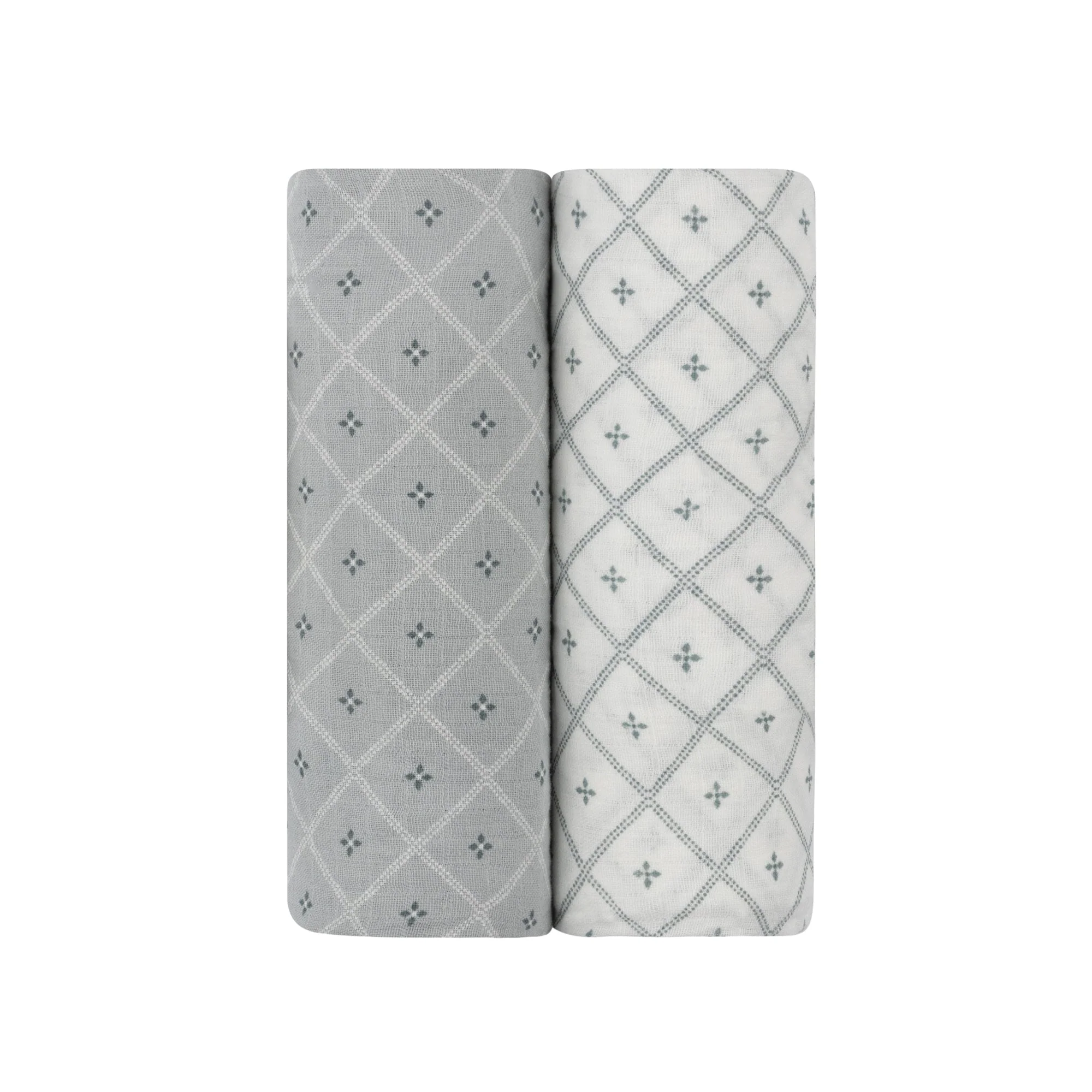 2 Pack Muslin Swaddles - Diamond Floral - Image 5