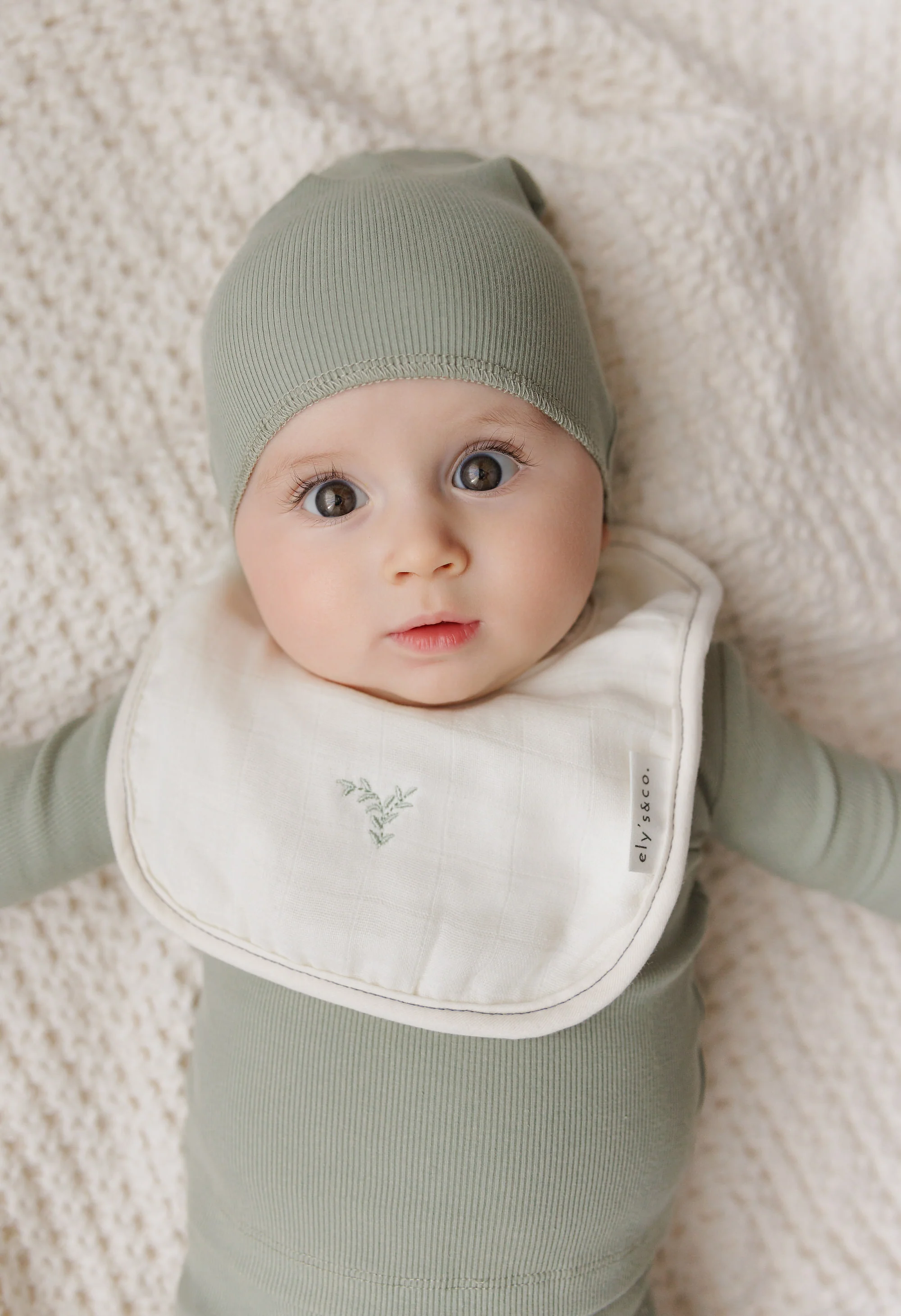 3 Pack Muslin Terry Bibs - Tan/Blue Gingko - Image 2