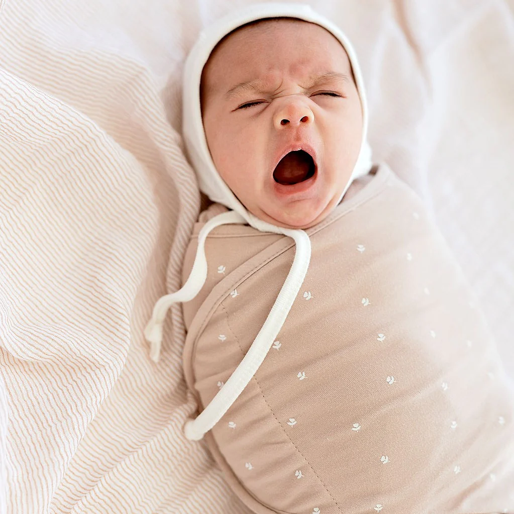 Mauve Tulips & Stripes Adjustable Swaddle Blanket - Image 3