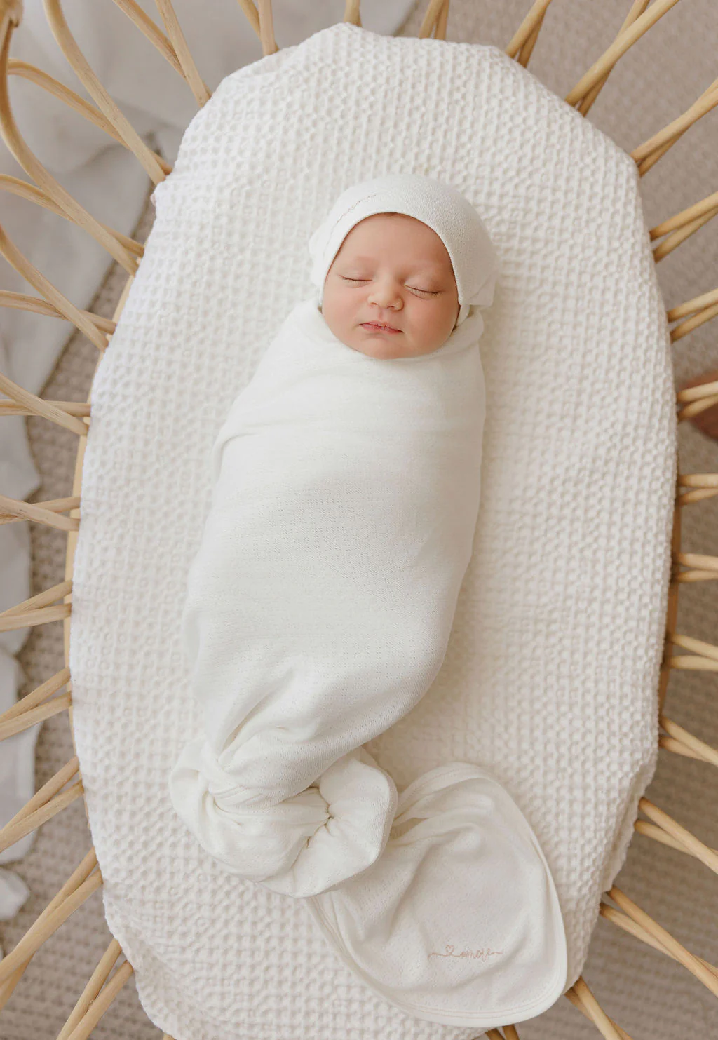 Organic Cotton Amore Pointelle Collection - Footie + Beanie - Image 7