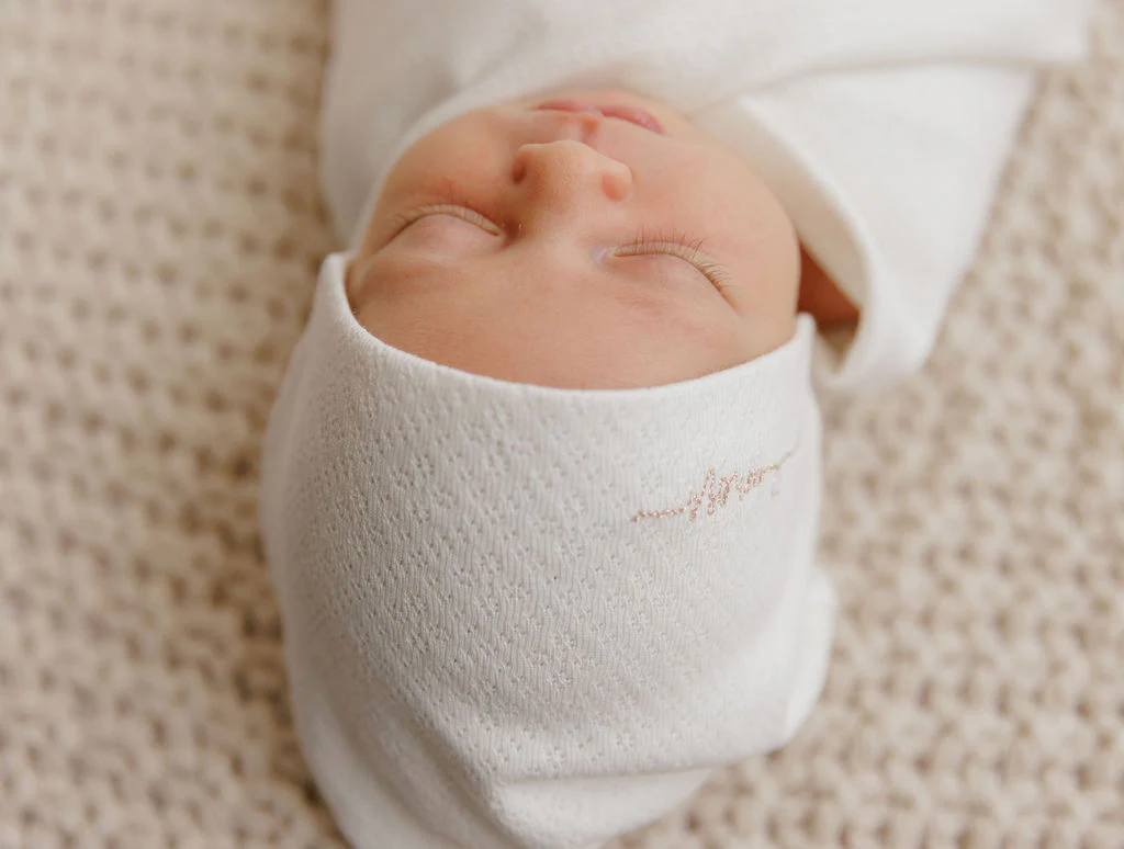Organic Cotton Amore Pointelle Collection - Footie + Beanie - Image 9