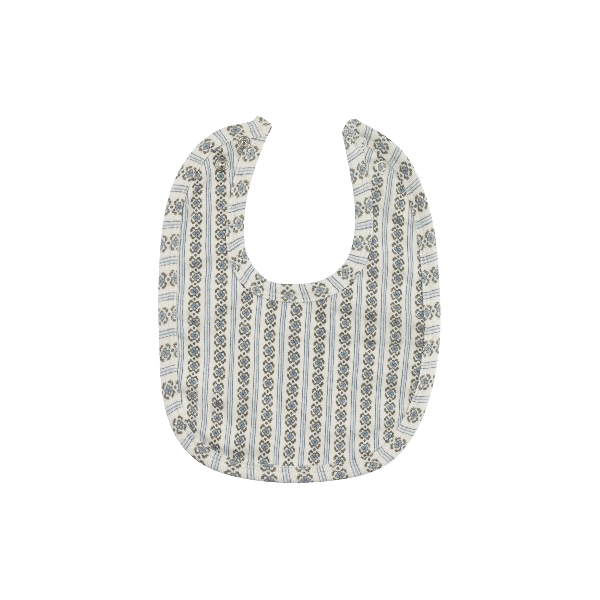 Baby Boy Bib – Ivory Blue – Linear Leaf