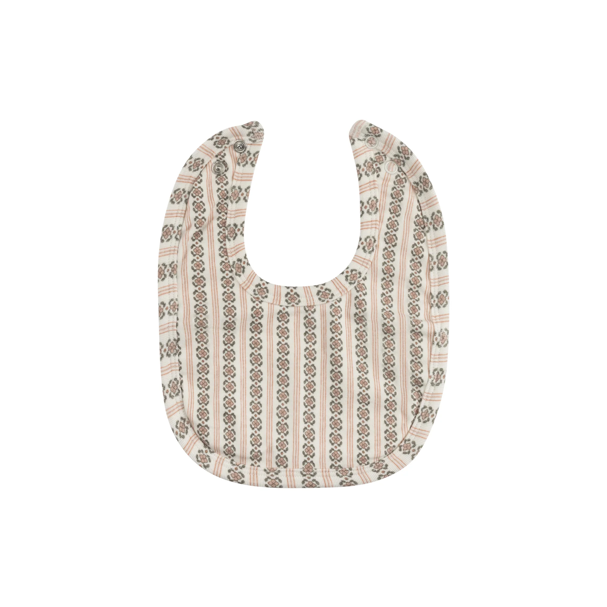 Baby Girl Bib – Ivory Pink – Linear Leaf