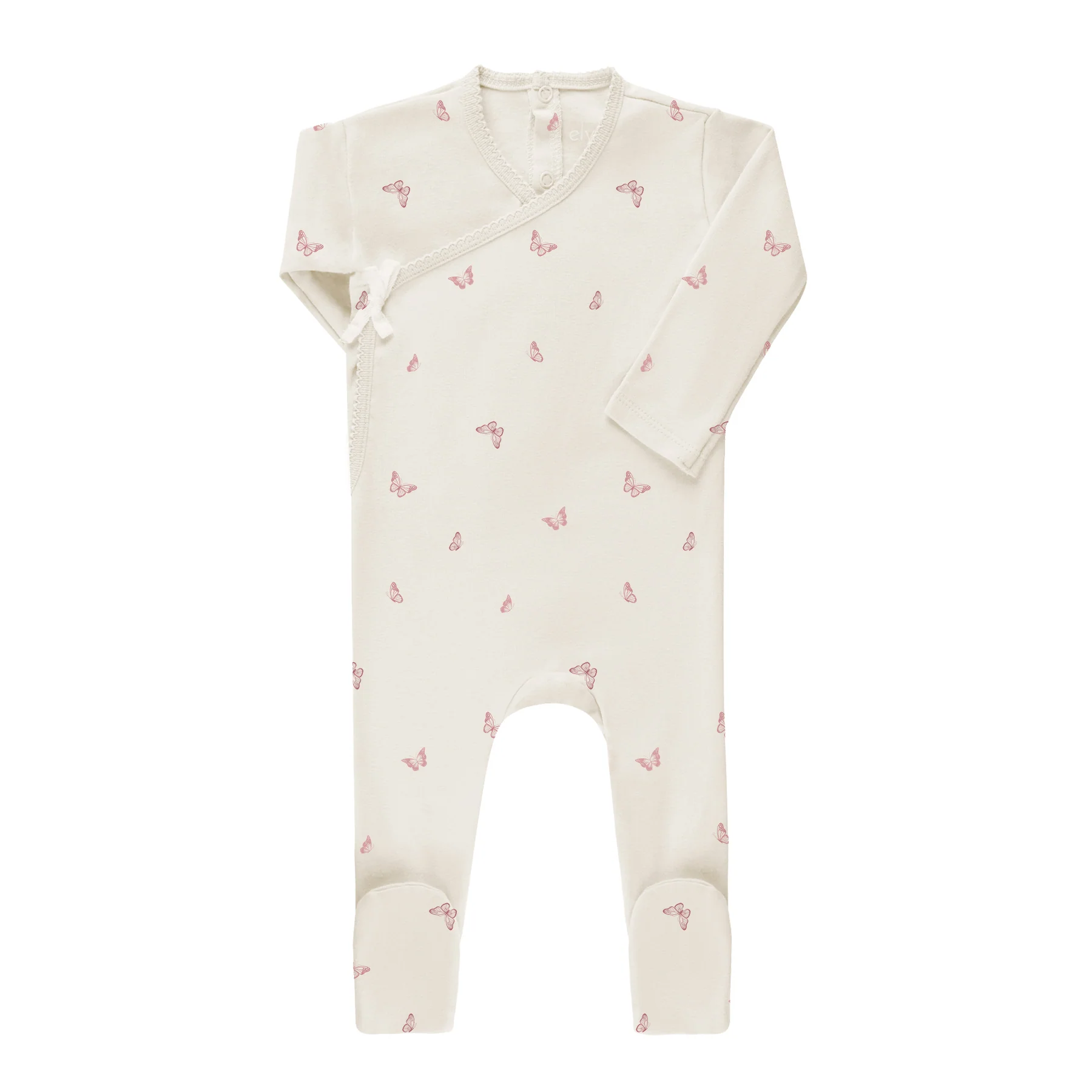 Baby Girl Footie – Ivory Pink – Butterfly