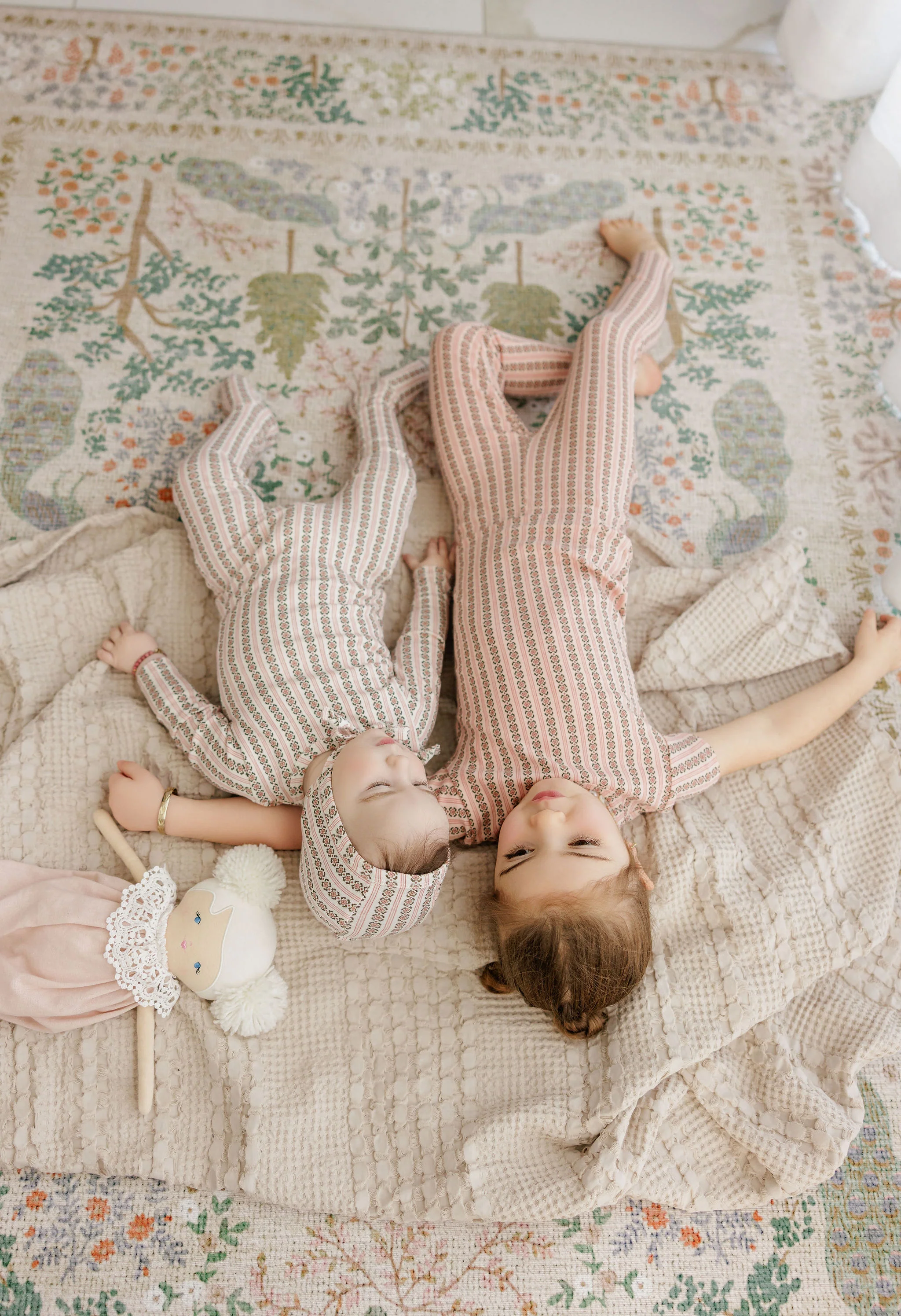 Baby Girl Footie – Ivory Pink – Linear Leaf - Image 5
