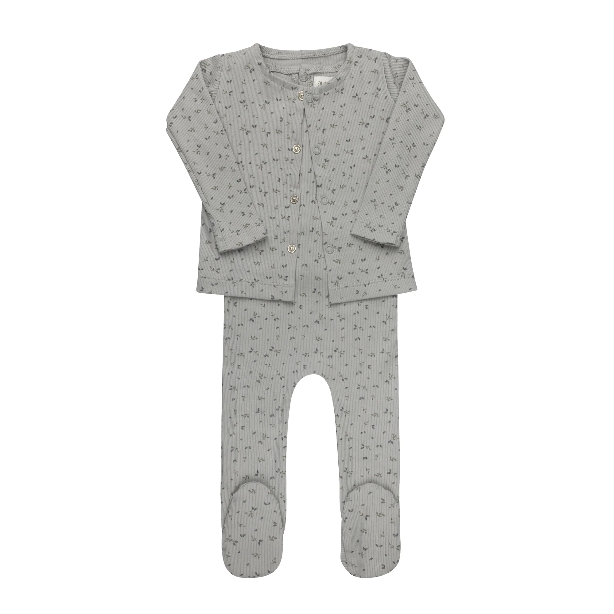 Boys Romper – Blue – Floral Rib ( Cardigan sold separately) - Image 5