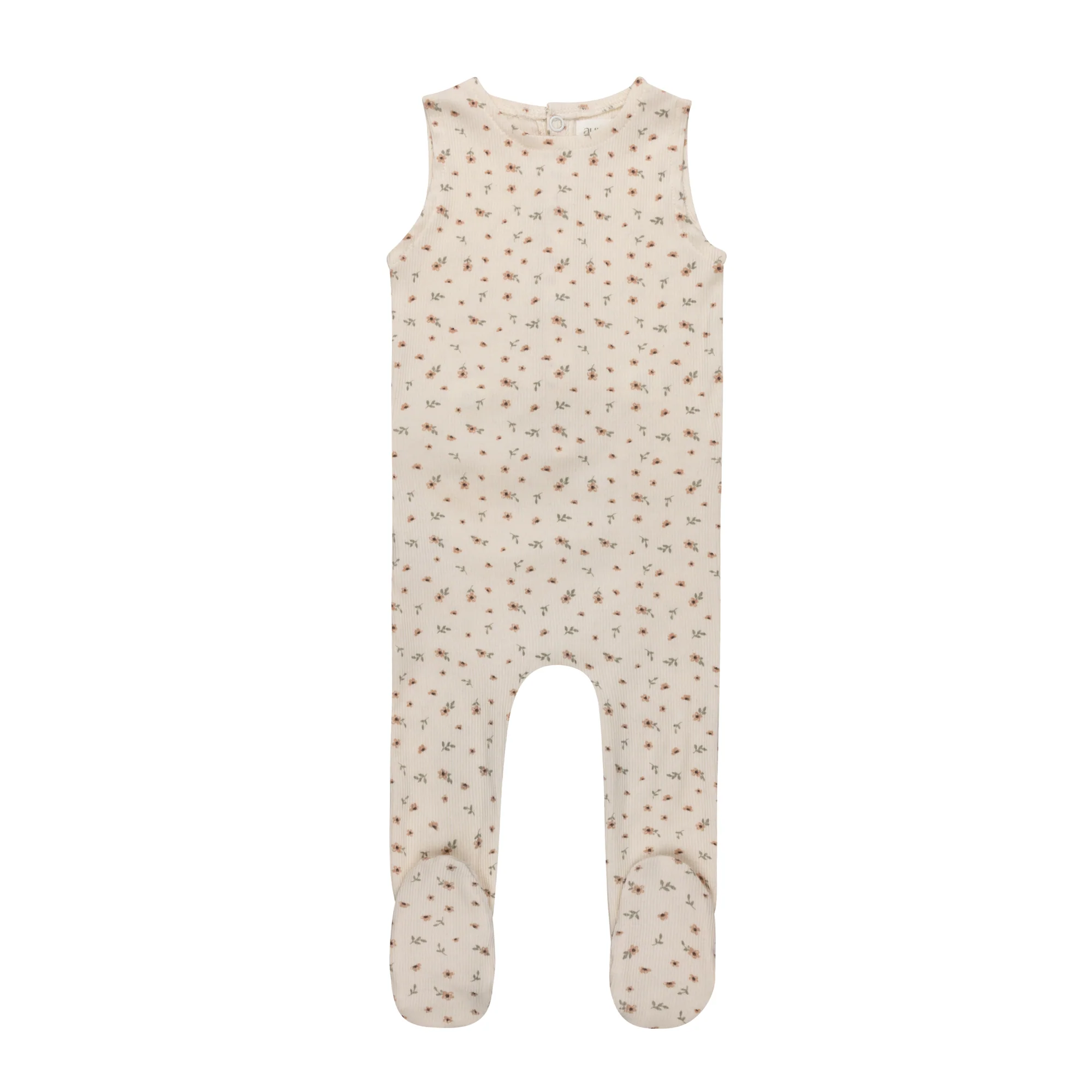 Girls Romper – Ivory Pink – Floral Rib (Cardigan sold separately) - Image 2