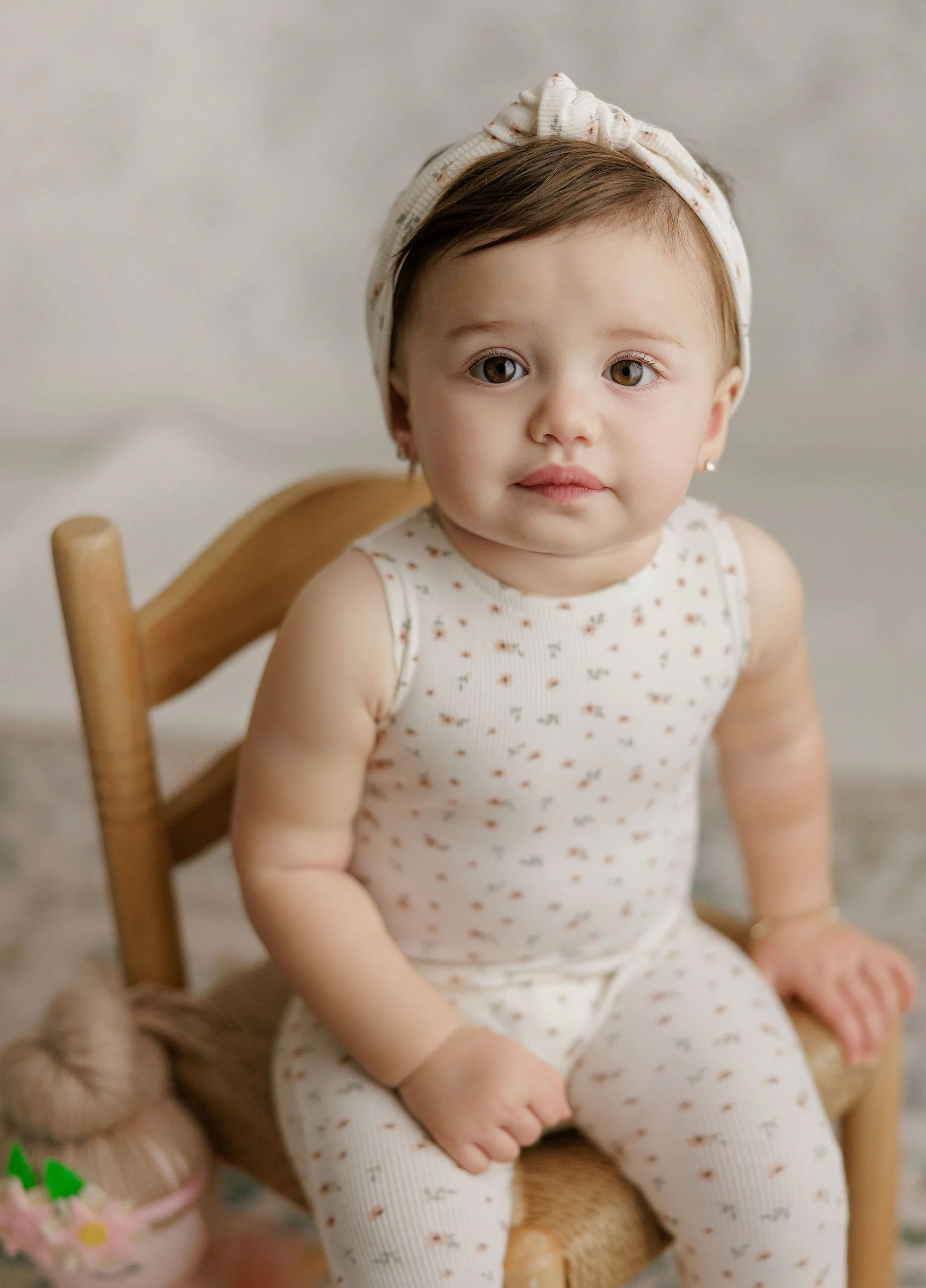 Girls Romper – Ivory Pink – Floral Rib (Cardigan sold separately) - Image 3