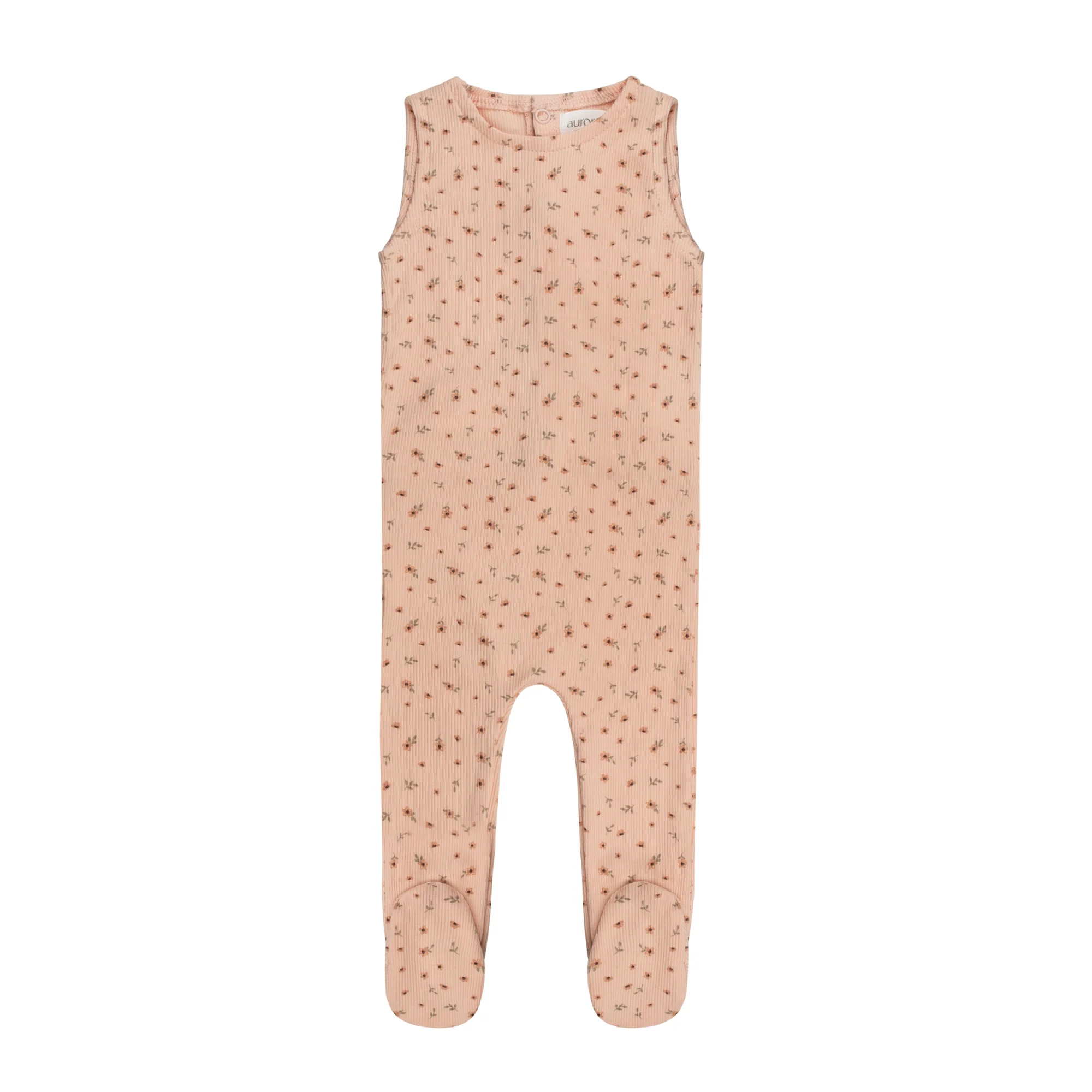 Girls Romper – Pink – Floral Rib (Cardigan sold separately)