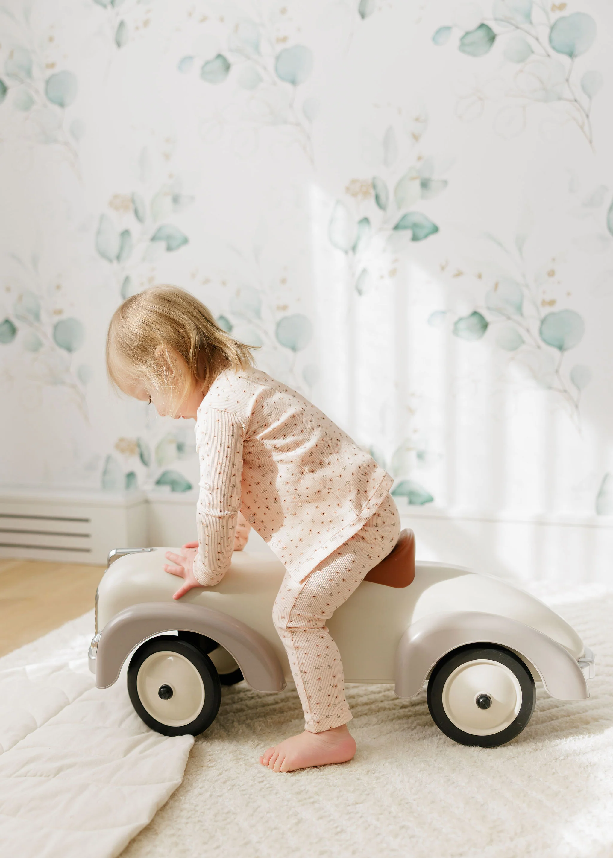 Girls Romper – Pink – Floral Rib (Cardigan sold separately) - Image 6