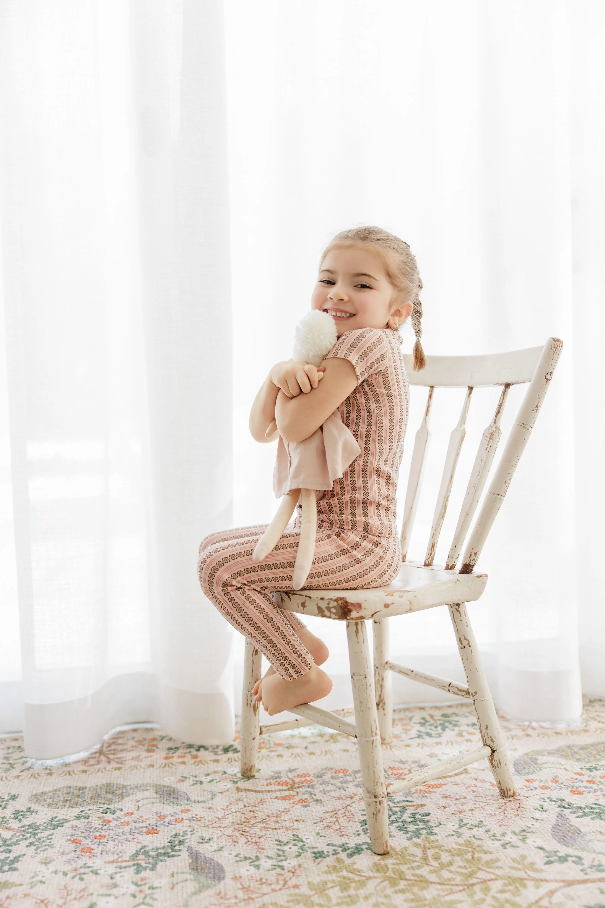 Girls Pajamas – Pink – Linear Leaf - Image 2
