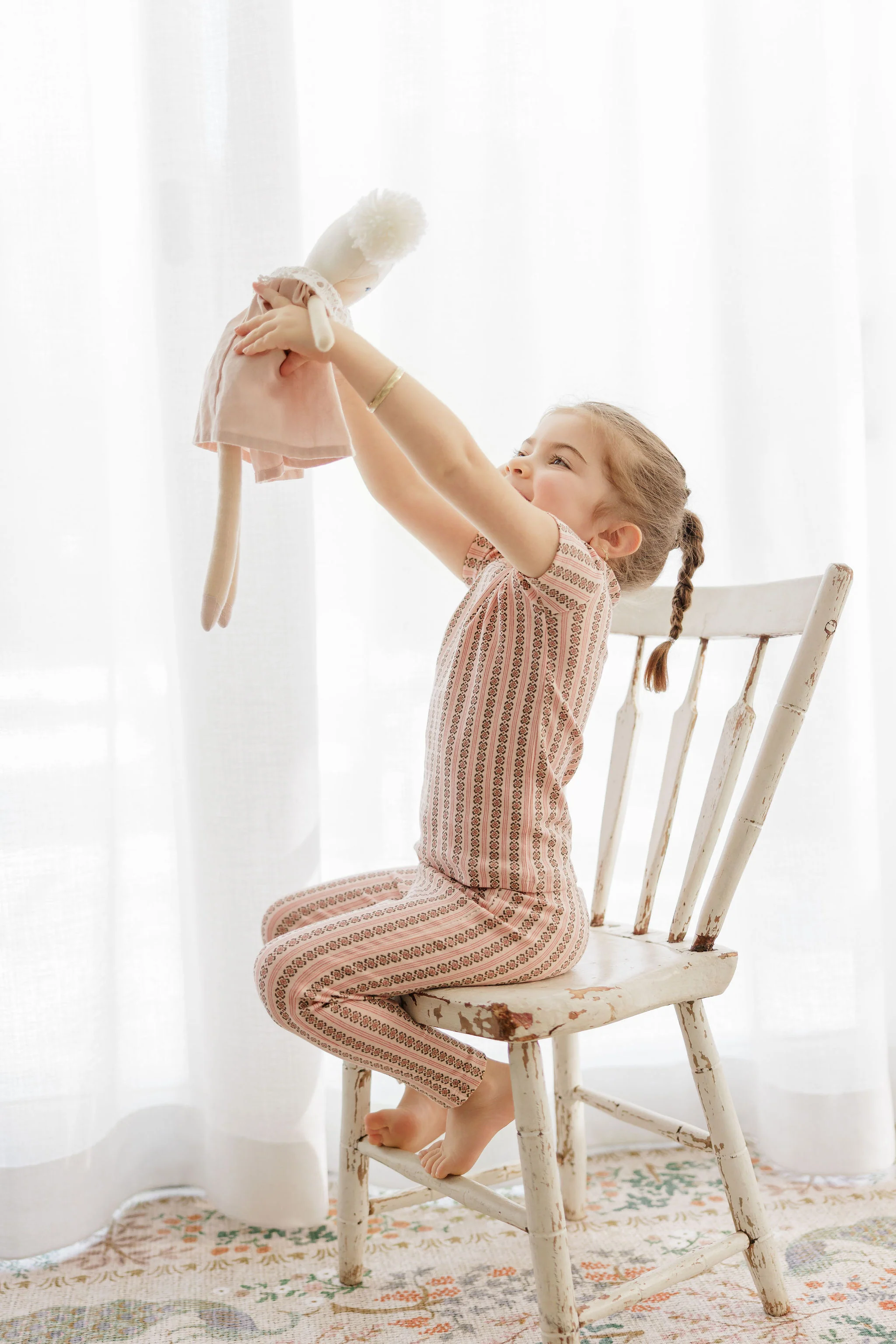 Girls Pajamas – Pink – Linear Leaf - Image 4