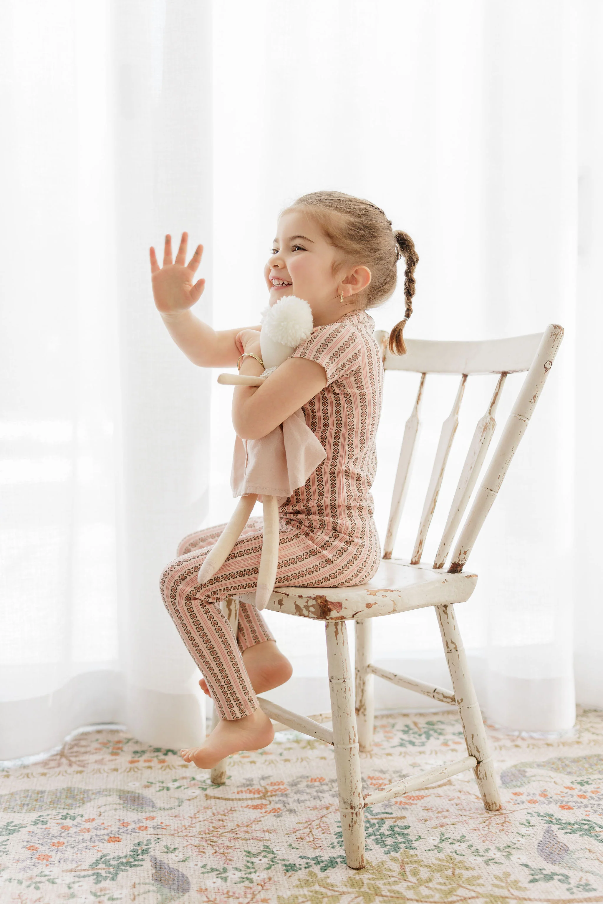 Girls Pajamas – Pink – Linear Leaf - Image 5