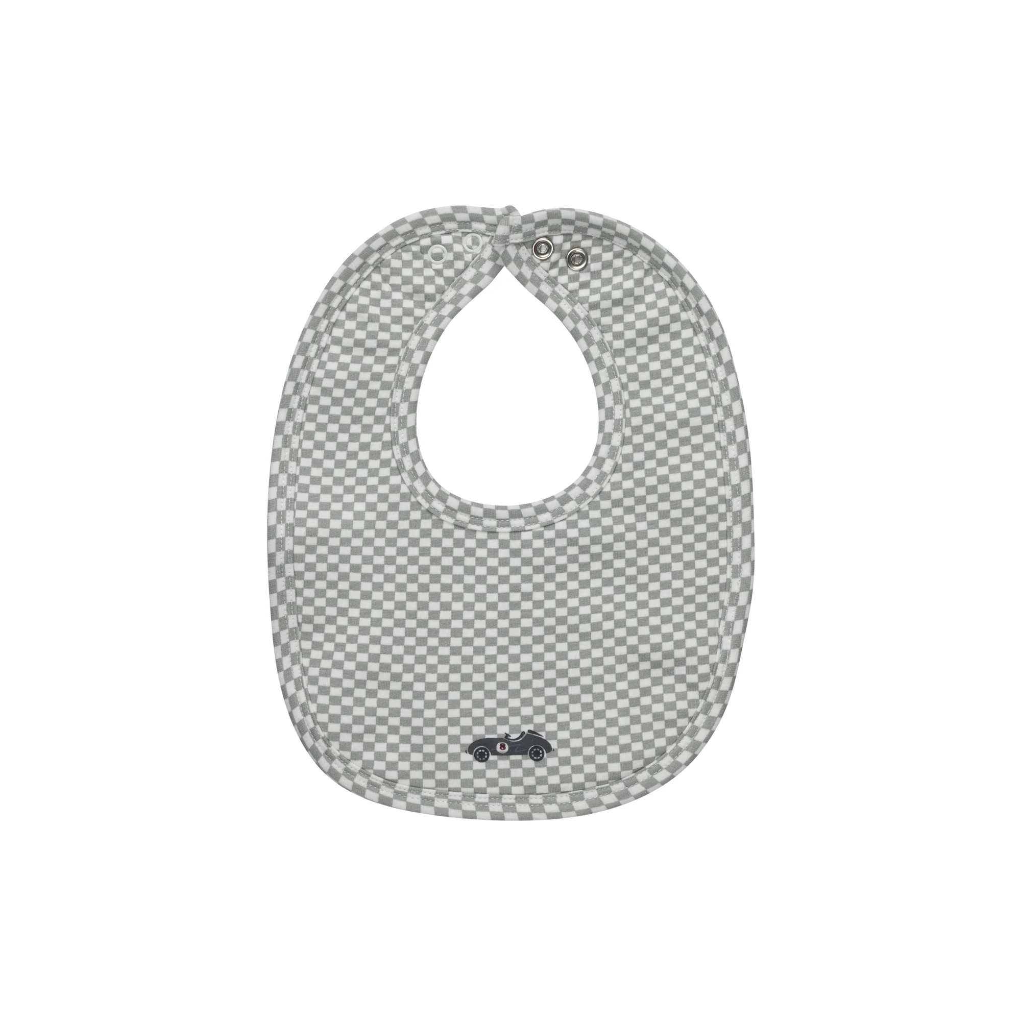 Baby Boy Bib – Blue – Checked Race Car