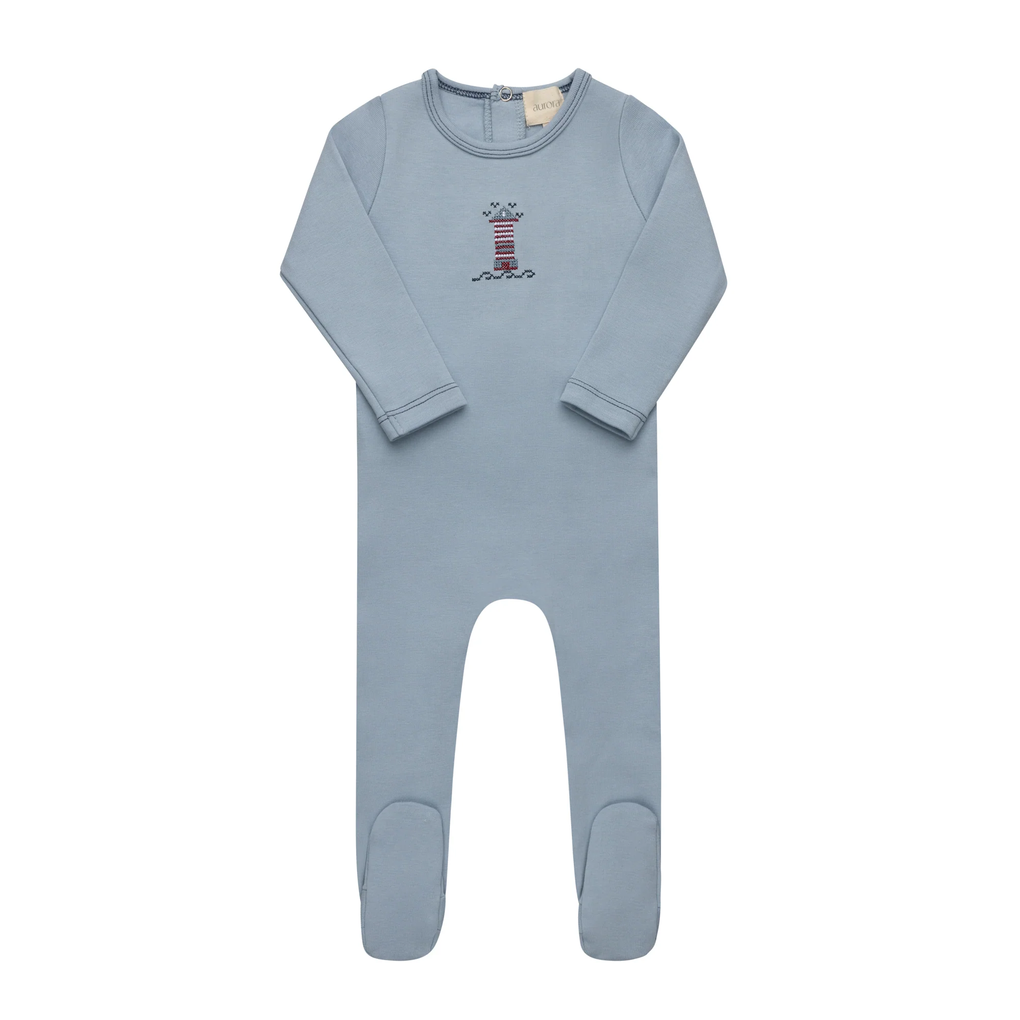 Baby Boy Footie – Blue – Cross Stitch Lighthouse