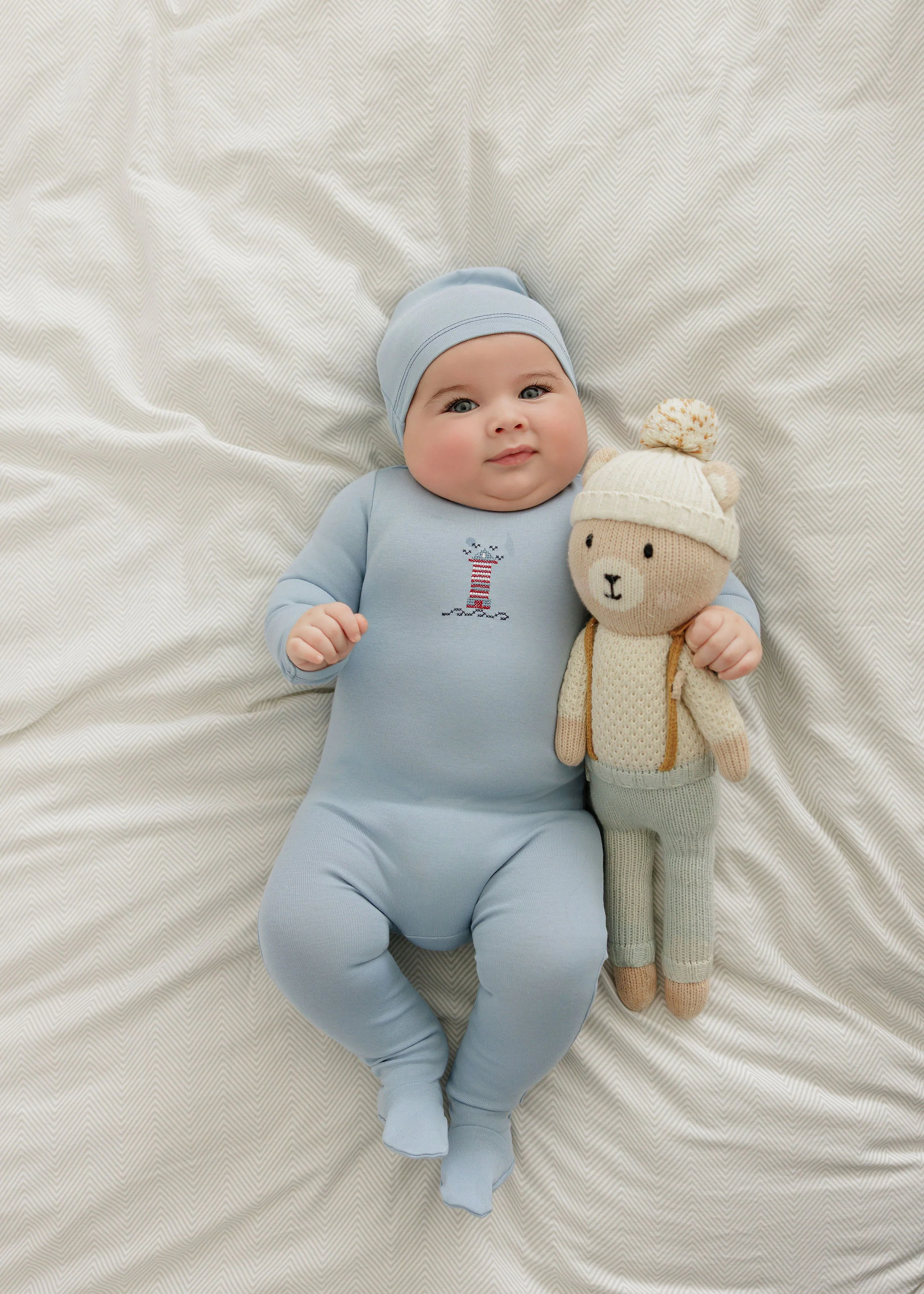 Baby Boy Layette Set – Blue – Cross Stitch Lighthouse - Image 2