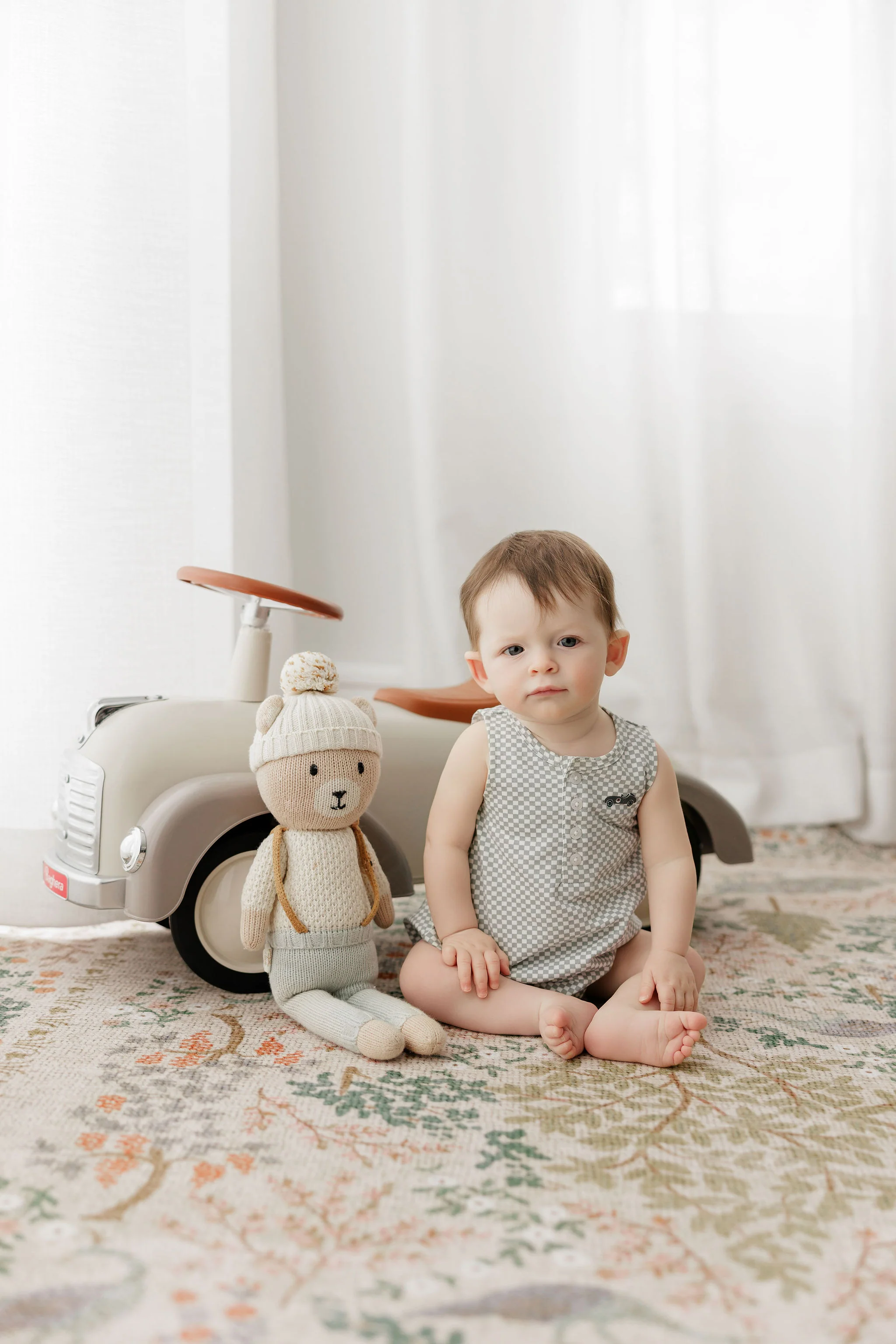 Boys Romper – Blue – Checked Race Car - Image 2