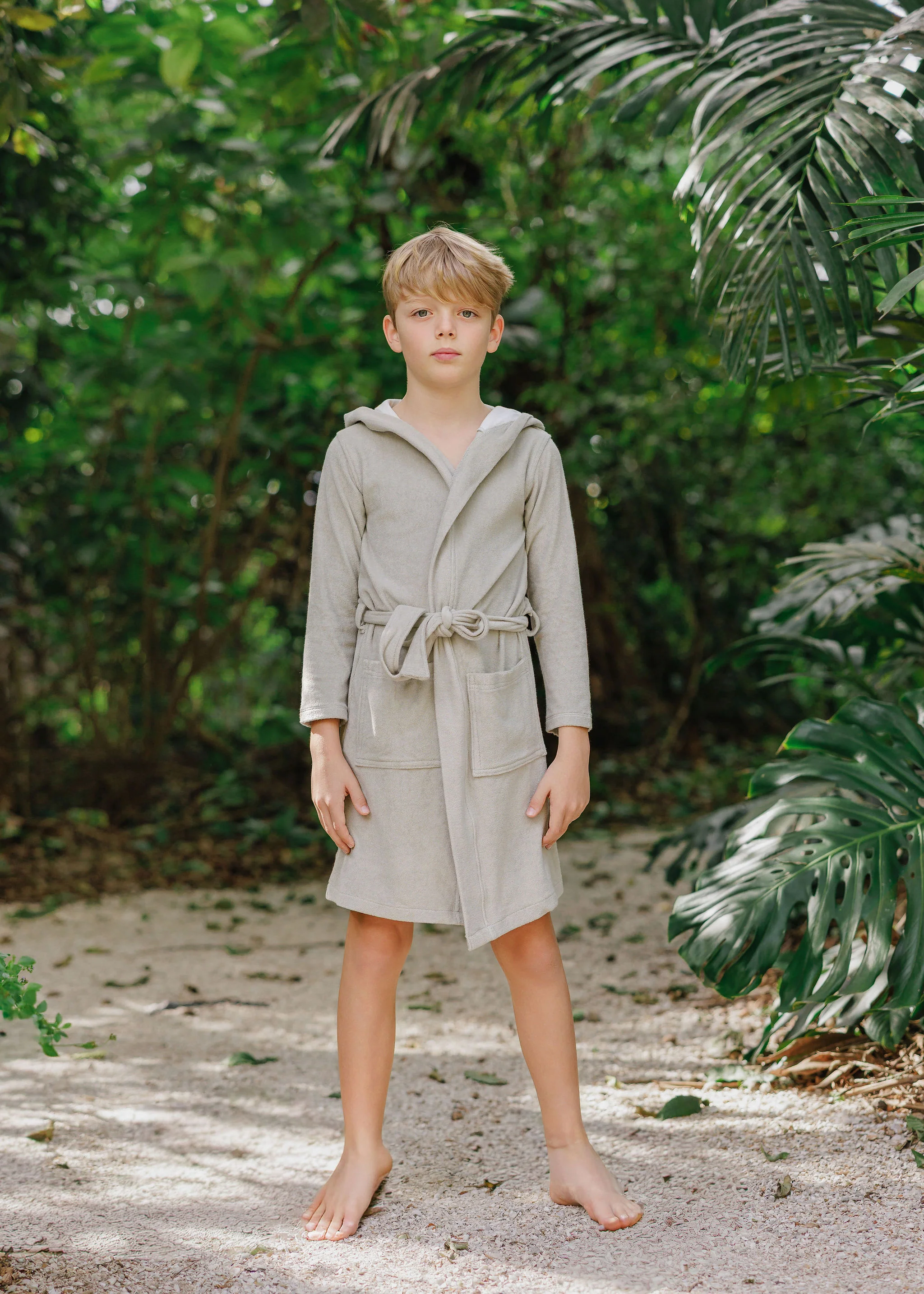 Boys Terry Robe – Sage - Image 2
