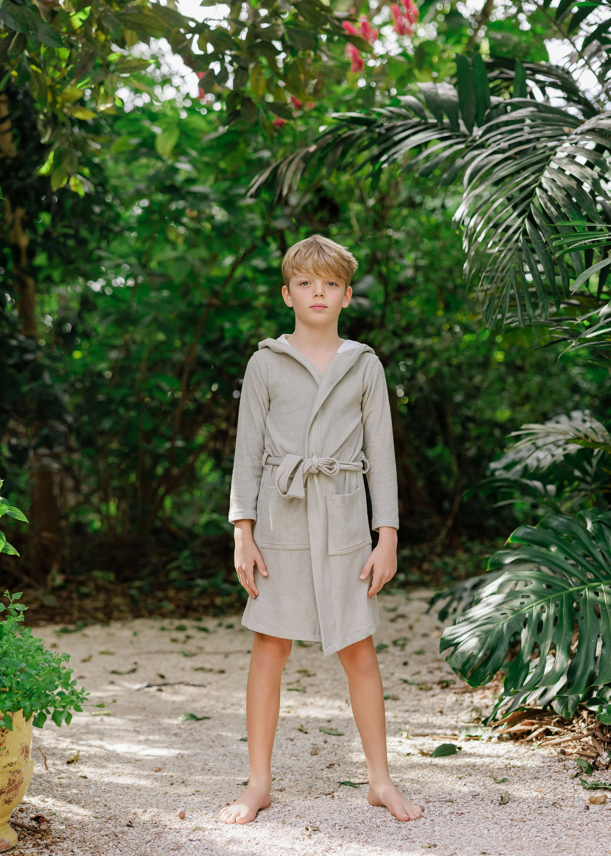 Boys Terry Robe – Sage - Image 3