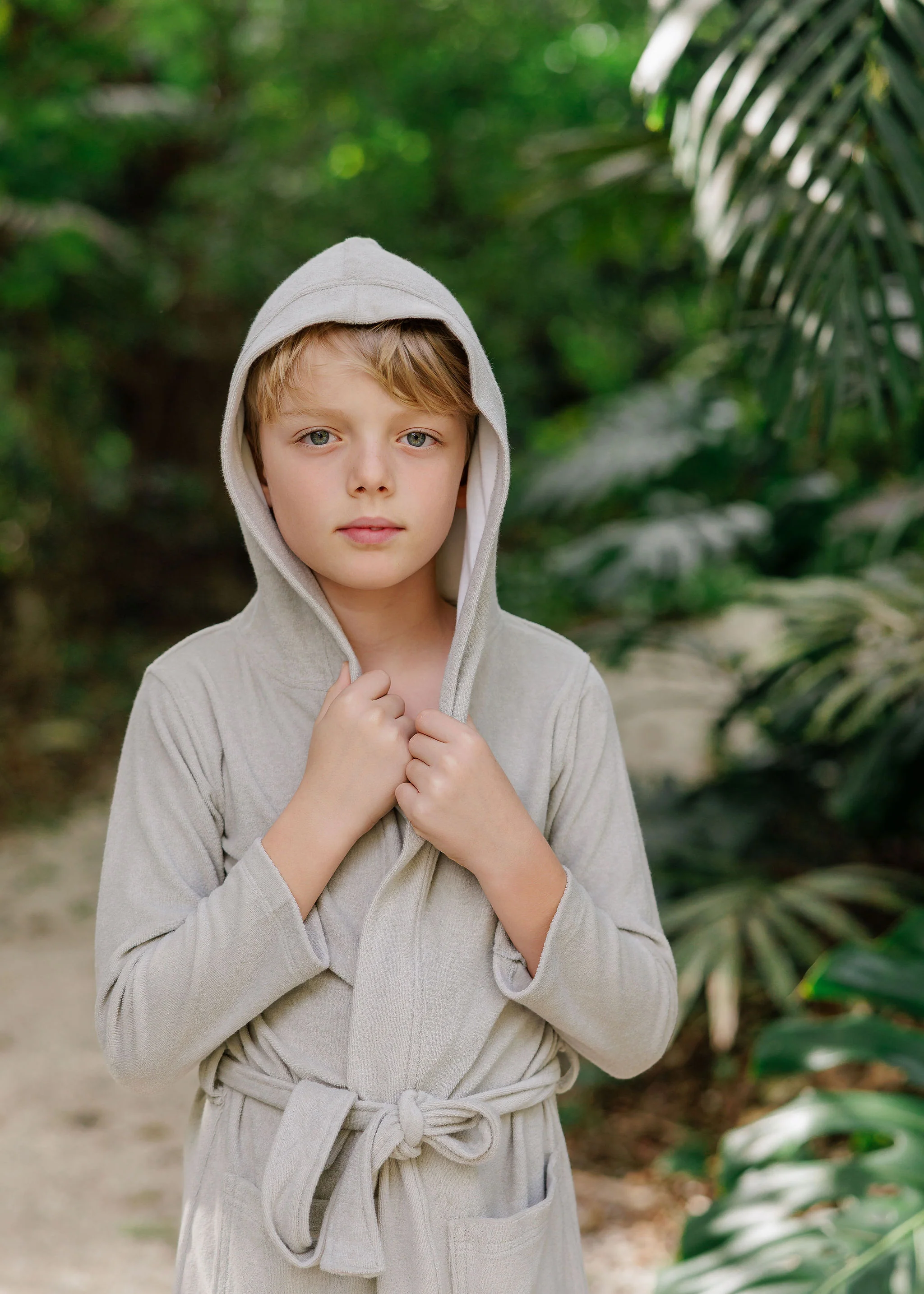 Boys Terry Robe – Sage - Image 4