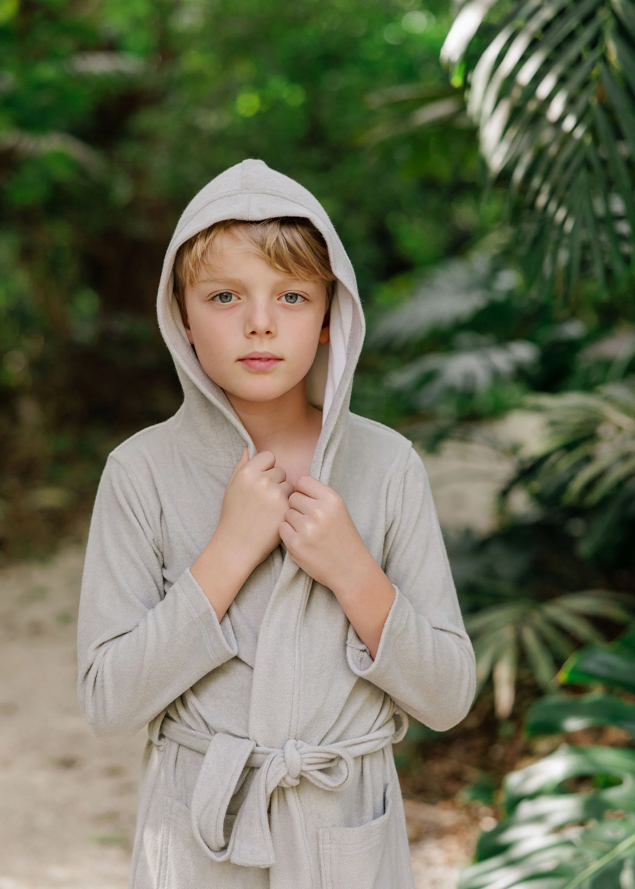 Boys Terry Robe – Sage - Image 5