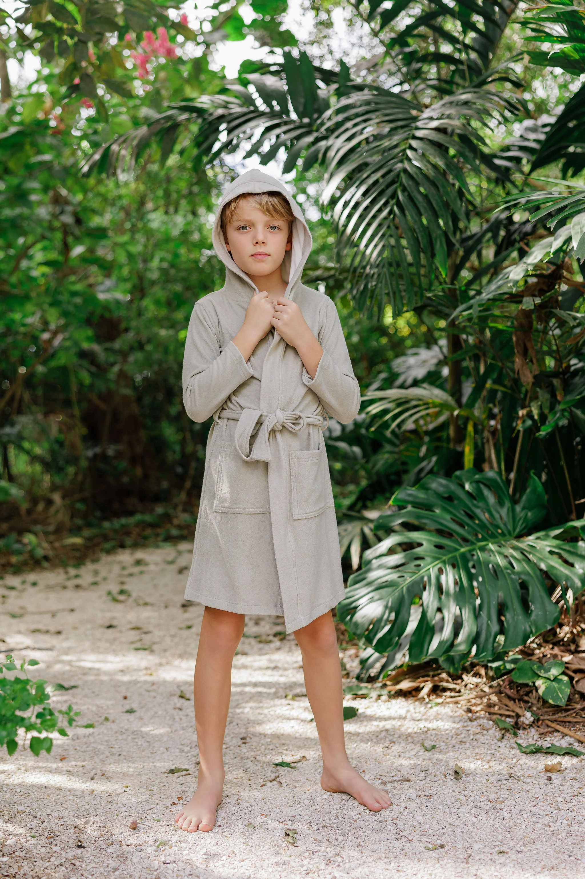 Boys Terry Robe – Sage - Image 6