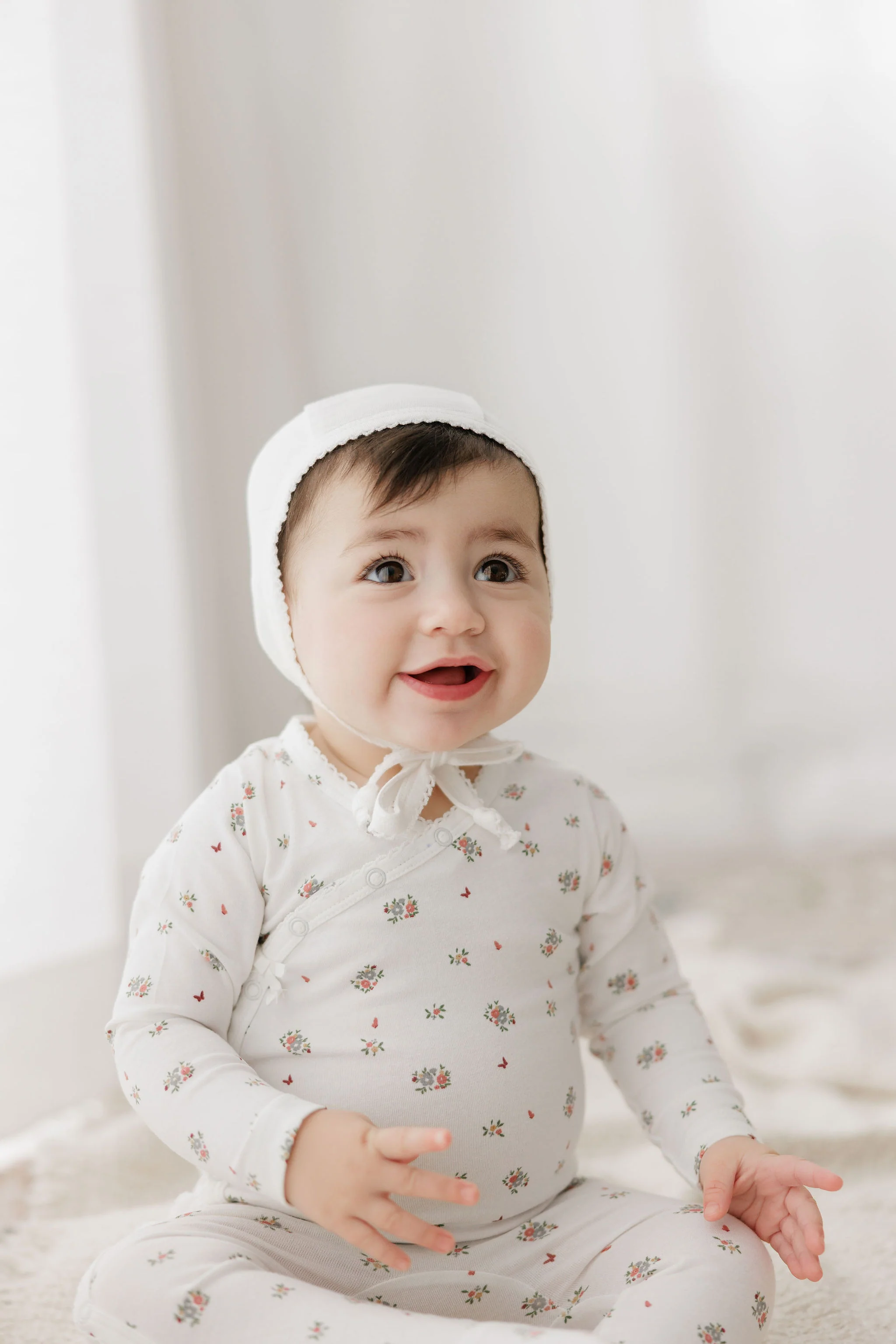 Baby Girl Footie – Ivory Pink – Floral Print - Image 3