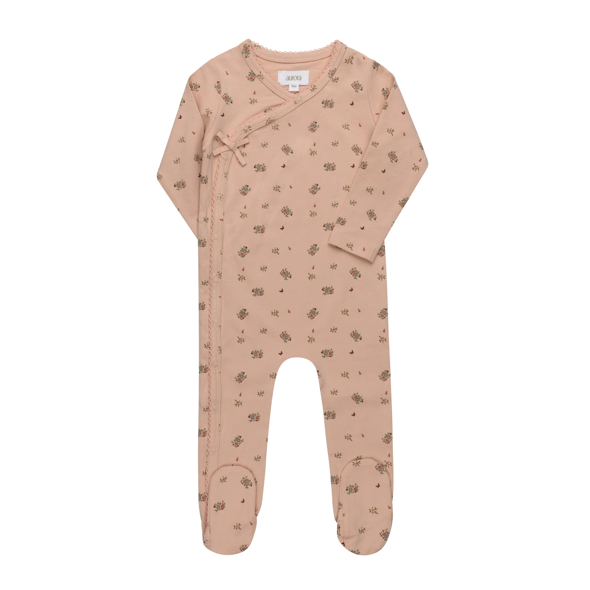 Baby Girl Footie – Pink – Floral Print