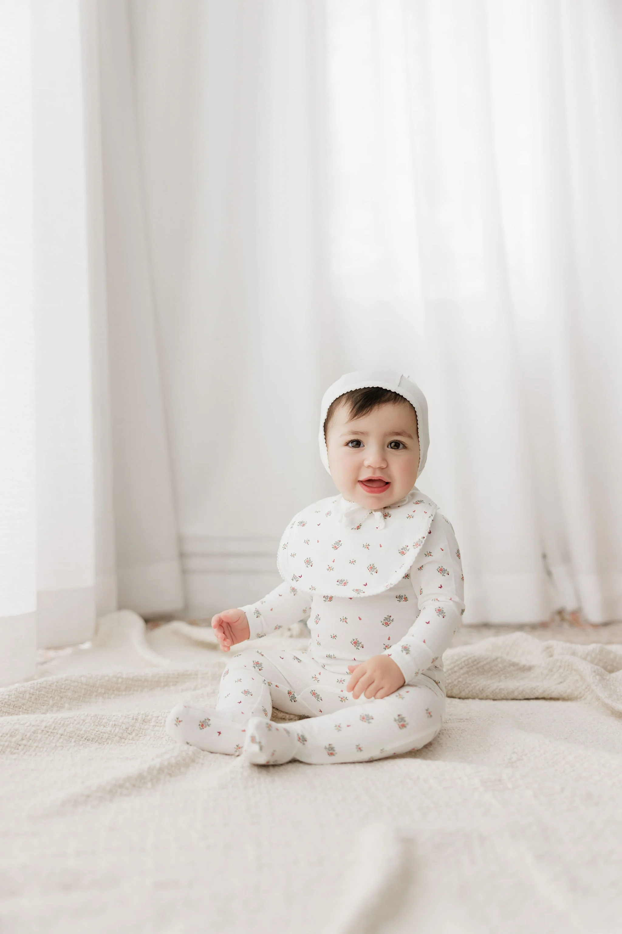 Baby Girl Layette Set – Ivory Pink – Floral Print - Image 4