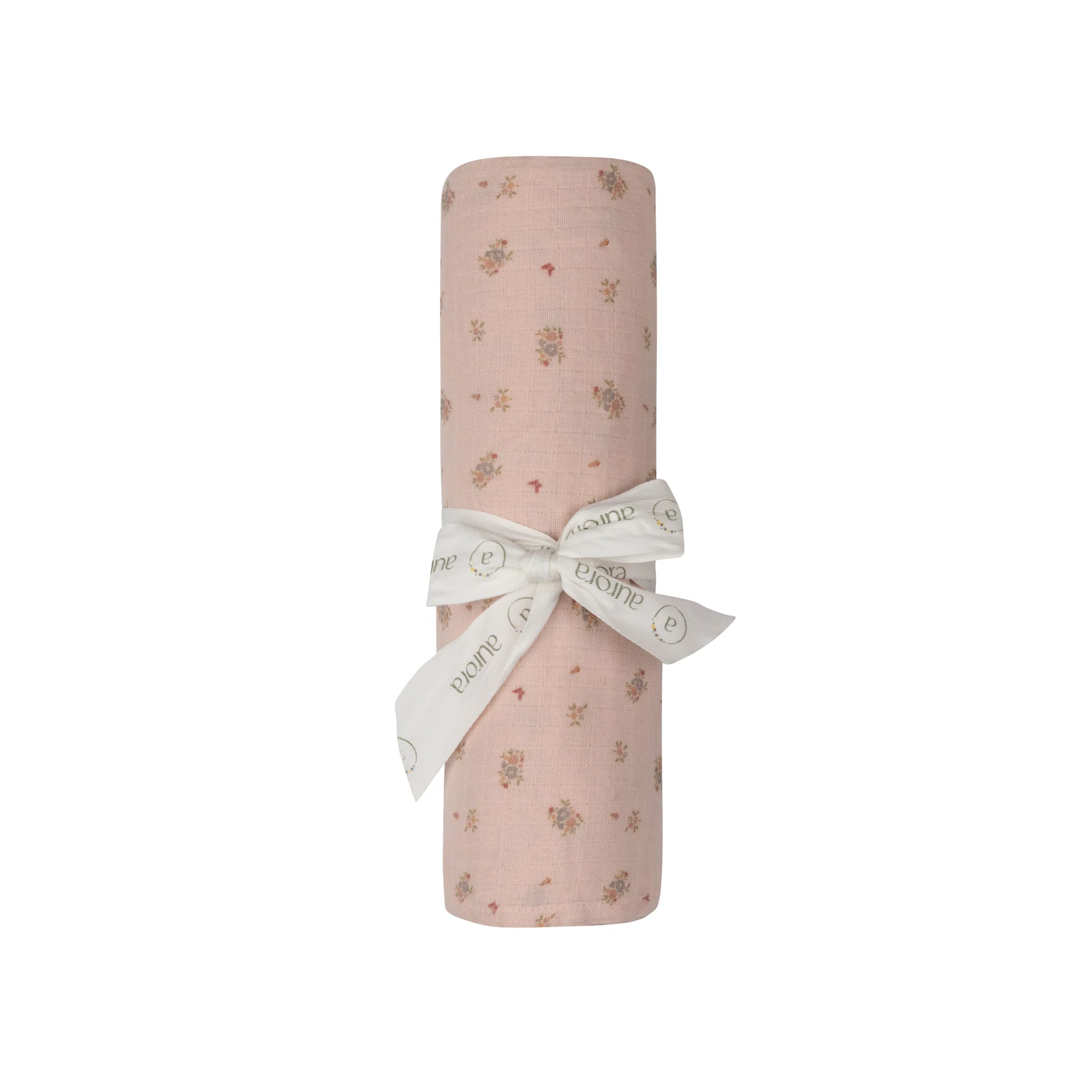 Baby Girl Muslin Swaddle Blanket – Pink – Floral Print - Image 5