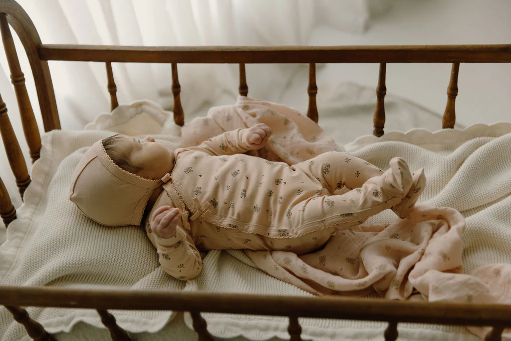 Baby Girl Muslin Swaddle Blanket – Pink – Floral Print - Image 7
