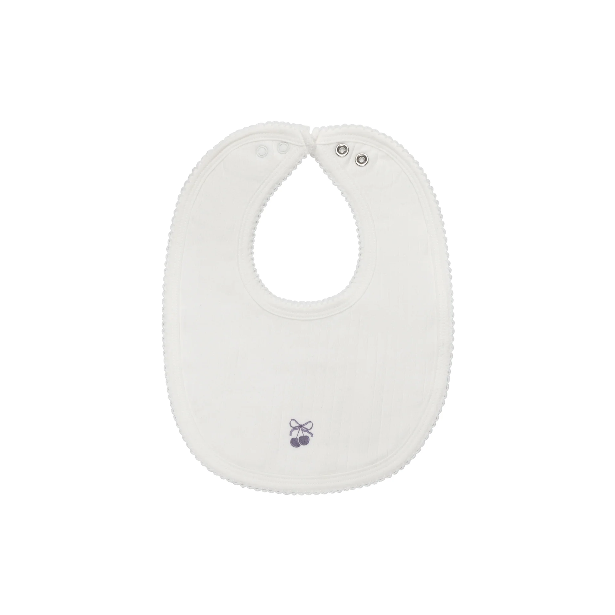 Baby Girl Bib – Ivory Lilac – Bow Print