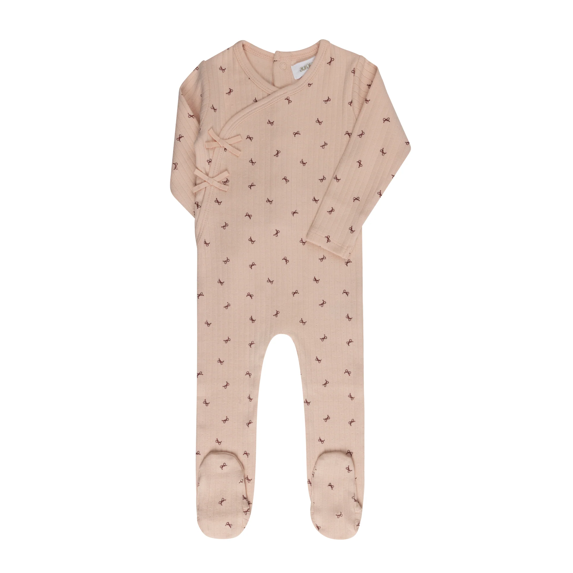 Baby Girl Footie – Pink – Bow Pattern