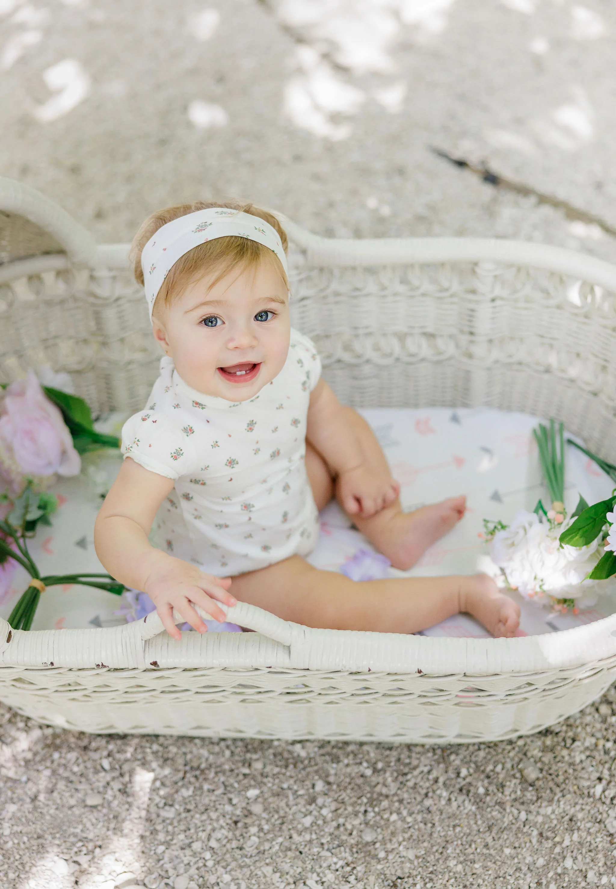 Girls Headband – Ivory Pink – Floral Print - Image 2