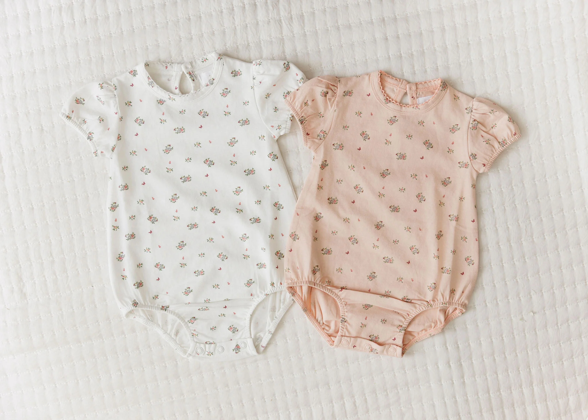 Girls Romper – Ivory Pink – Floral Print - Image 4