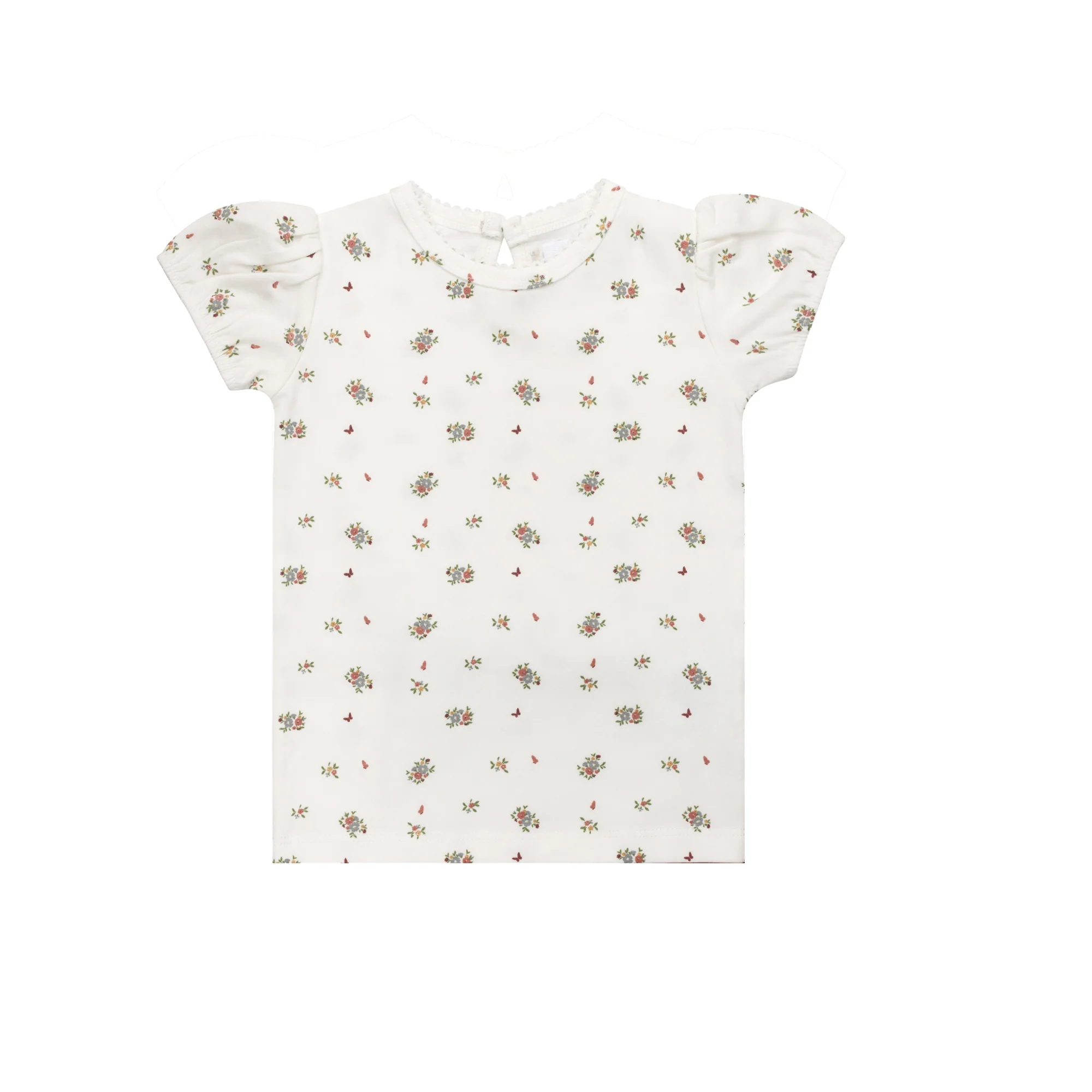 Girls Short Sleeve Tee – Ivory Pink – Floral Print