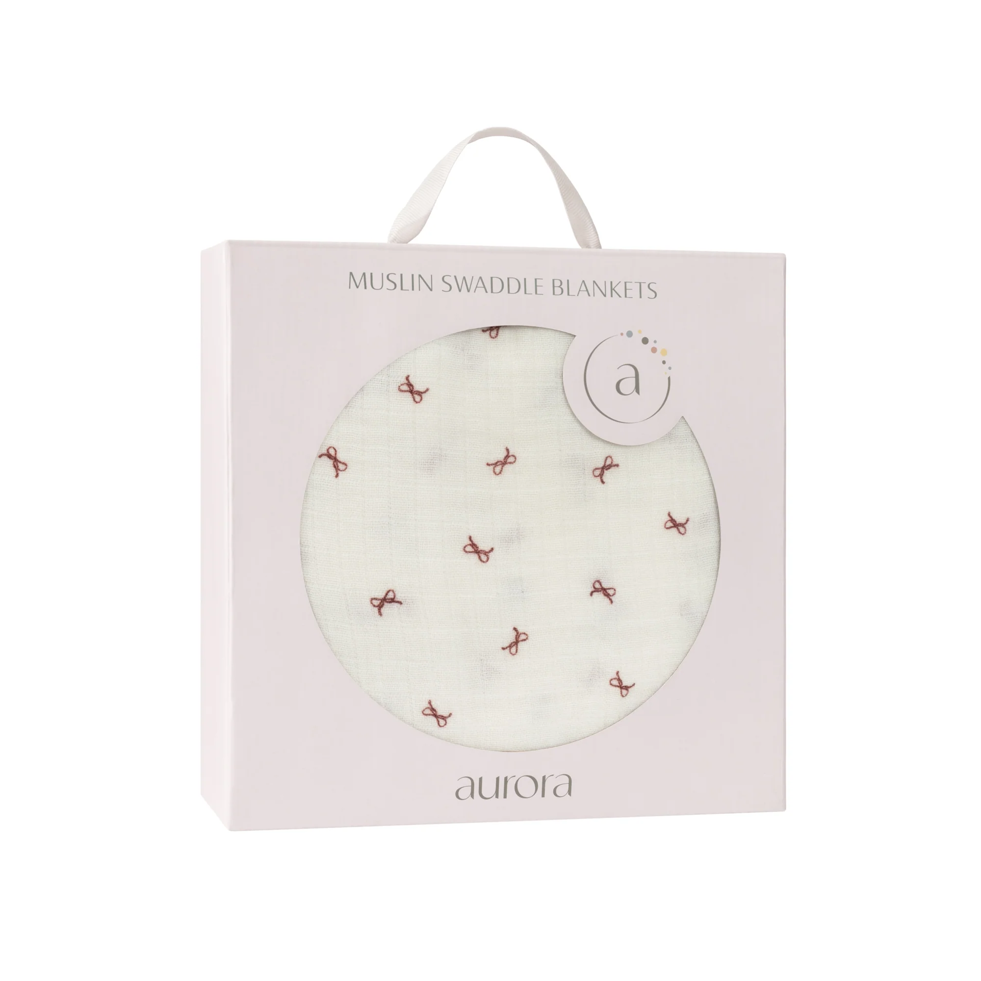 Baby Girl Muslin Swaddle Blanket – Ivory Red – Bow Pattern - Image 3