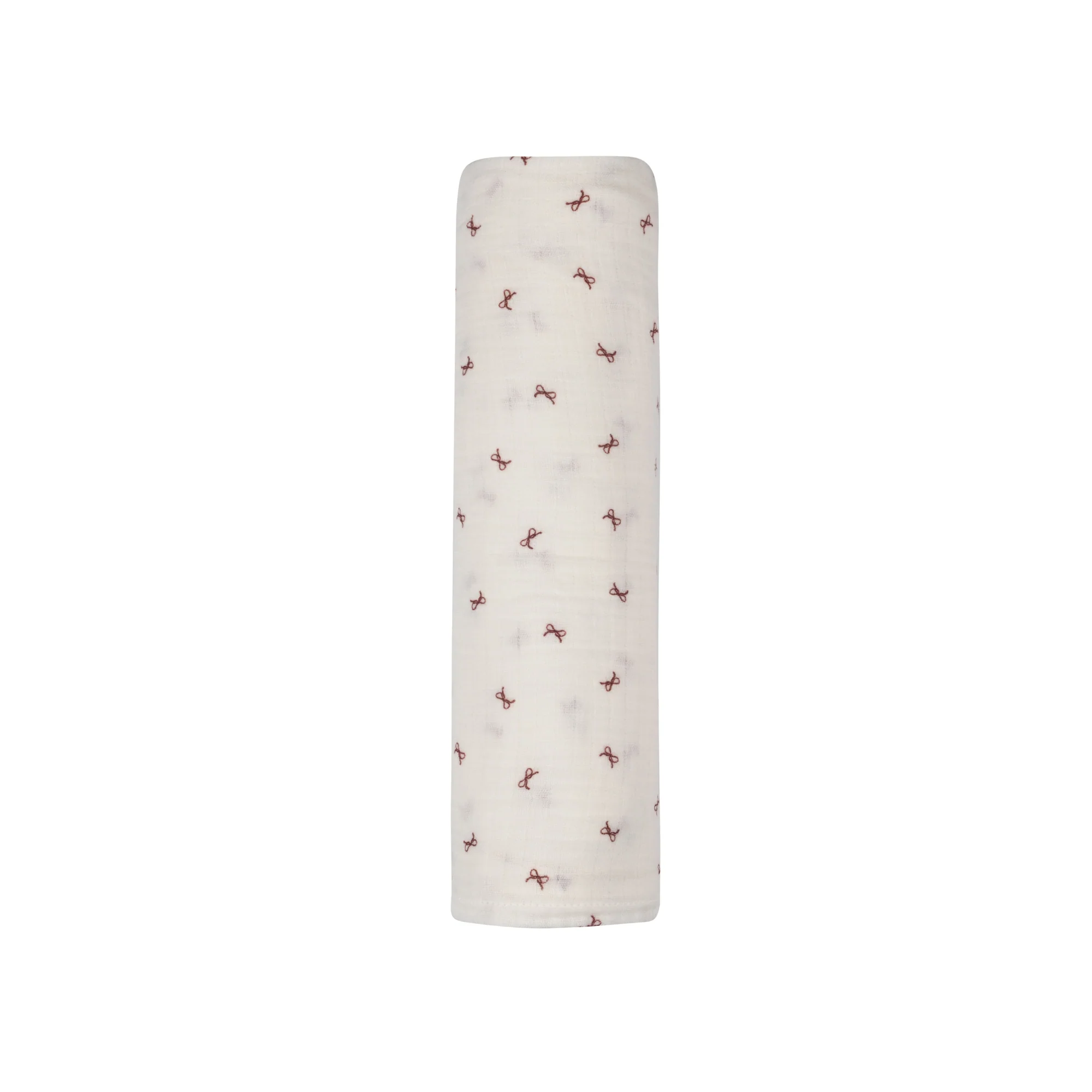 Baby Girl Muslin Swaddle Blanket – Ivory Red – Bow Pattern - Image 4
