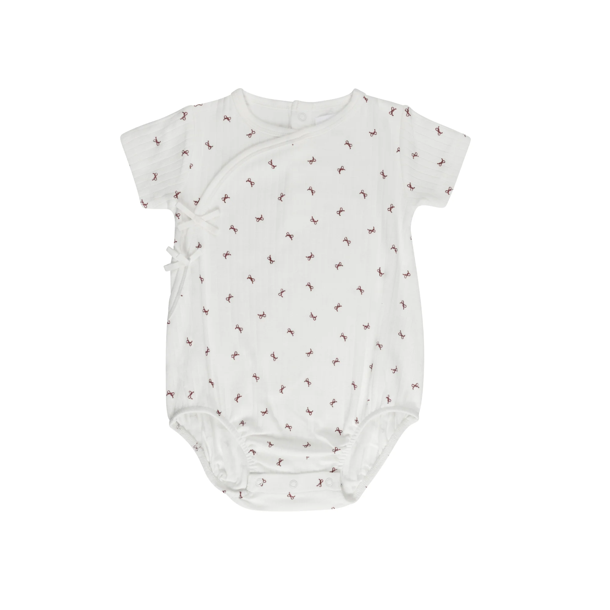 Girls Romper – Ivory Red – Bow Pattern - Image 2