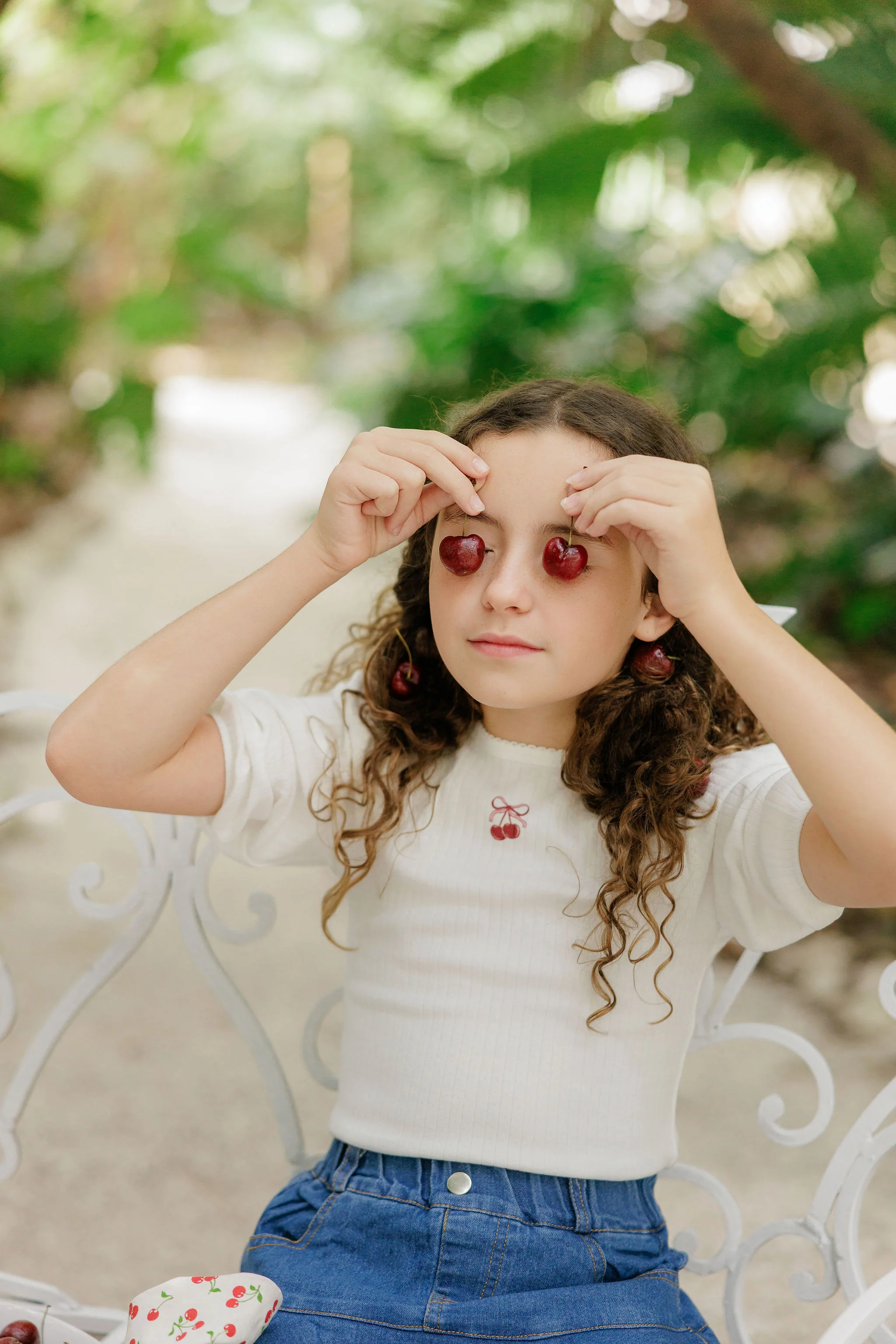 Girls Short Sleeve Tee – Ivory Pink – Bow Print - Image 3