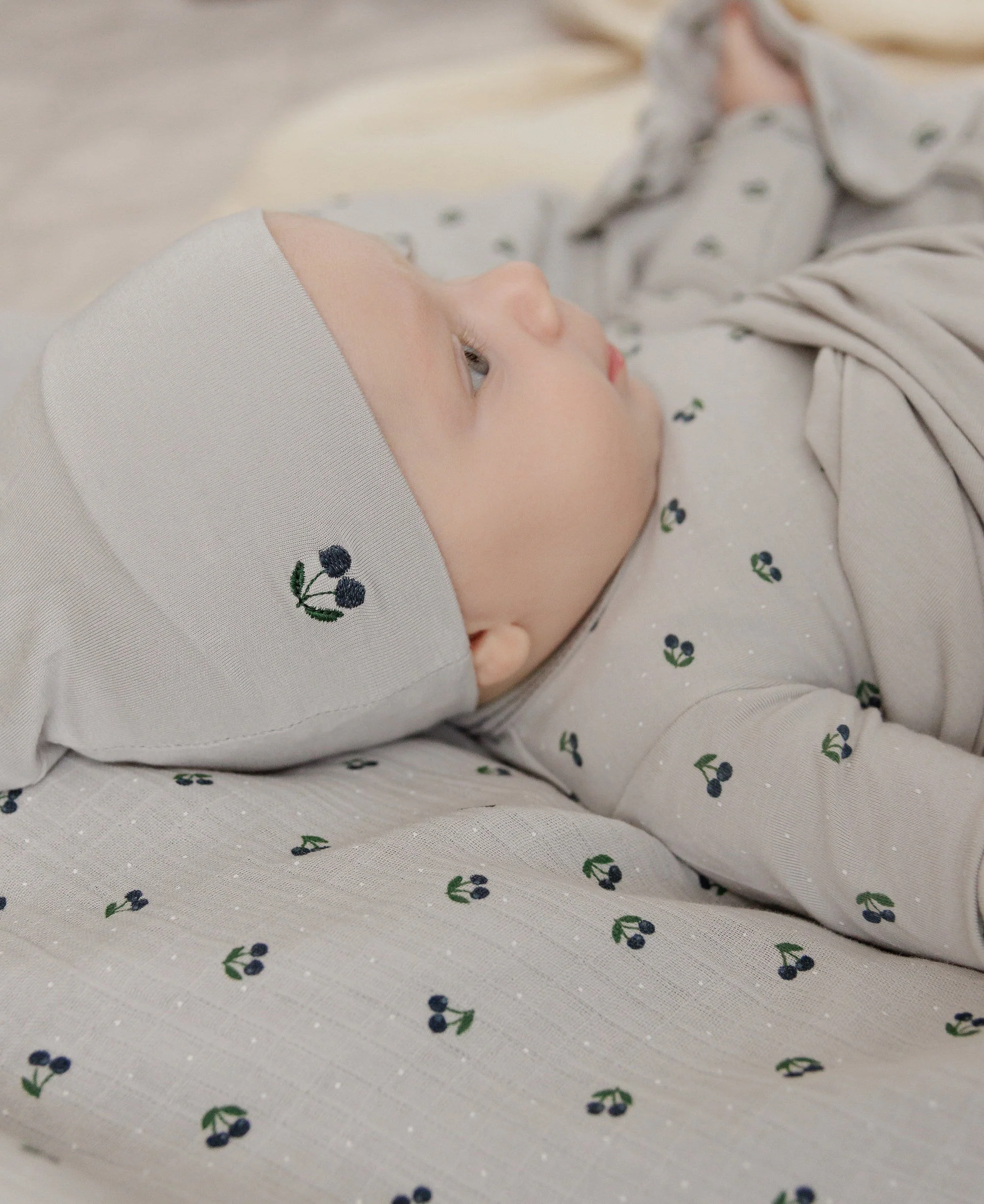 Modal Cherry Print Collection Footie + Beanie - Image 12