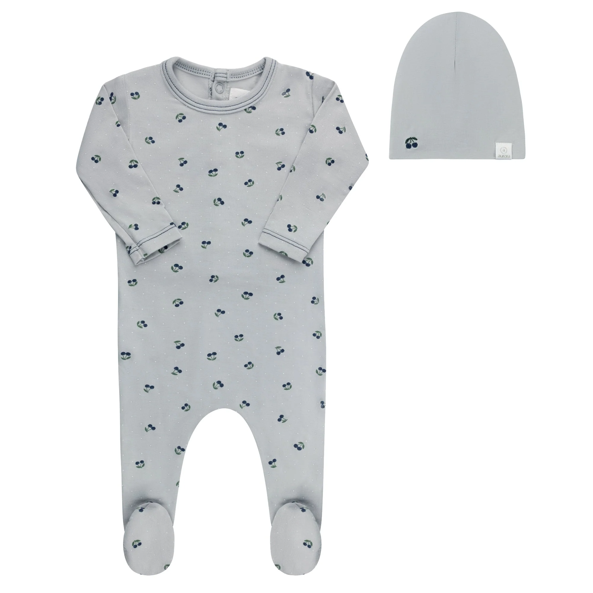 Modal Cherry Print Collection Footie + Beanie - Image 6