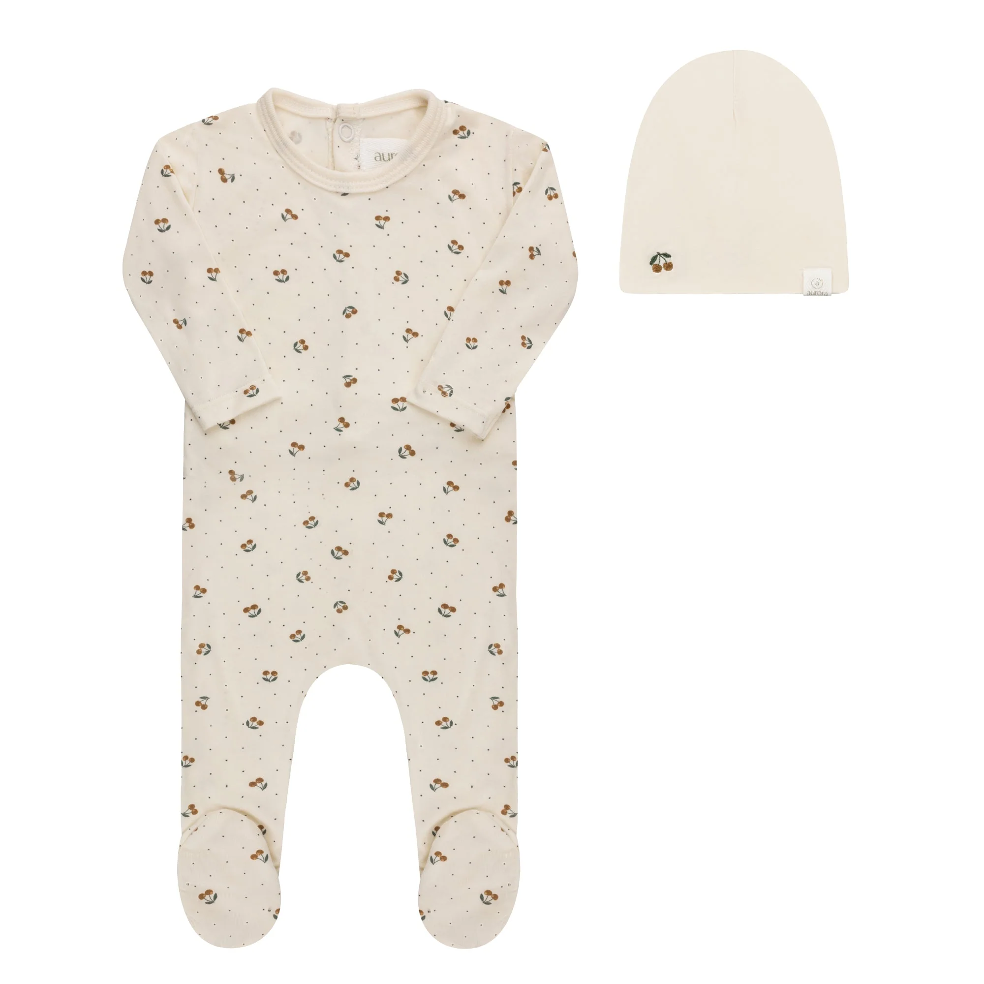 Modal Cherry Print Collection Footie + Beanie - Image 7