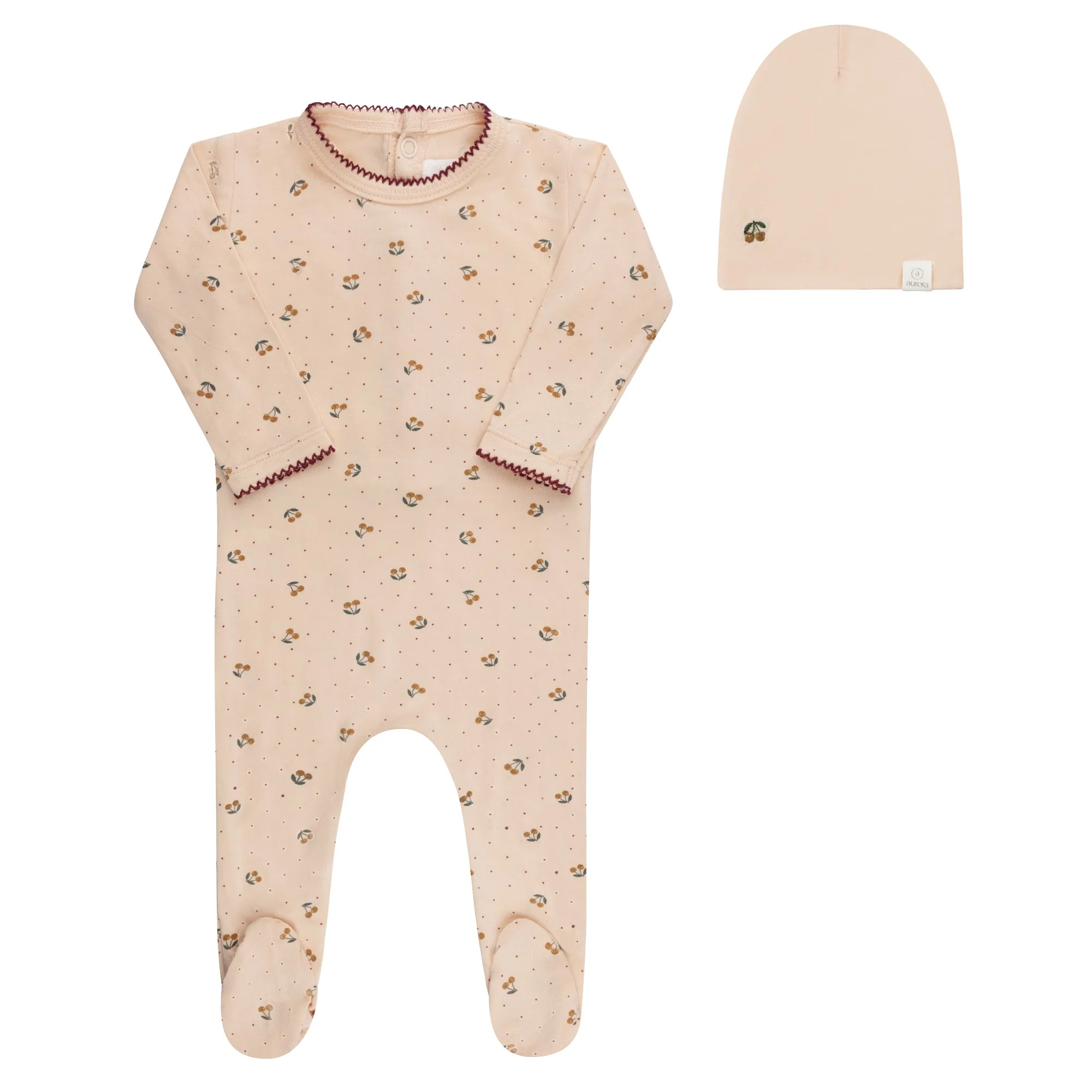 Modal Cherry Print Collection Footie + Beanie - Image 8