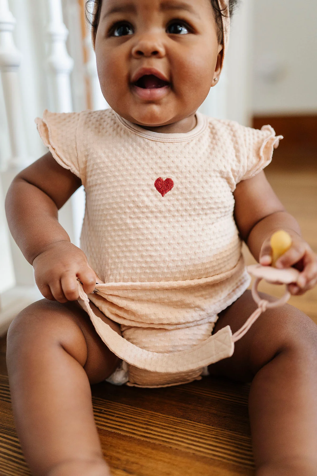 Cotton - Embroidered Heart and Star Collection-Paci Clip - Image 6