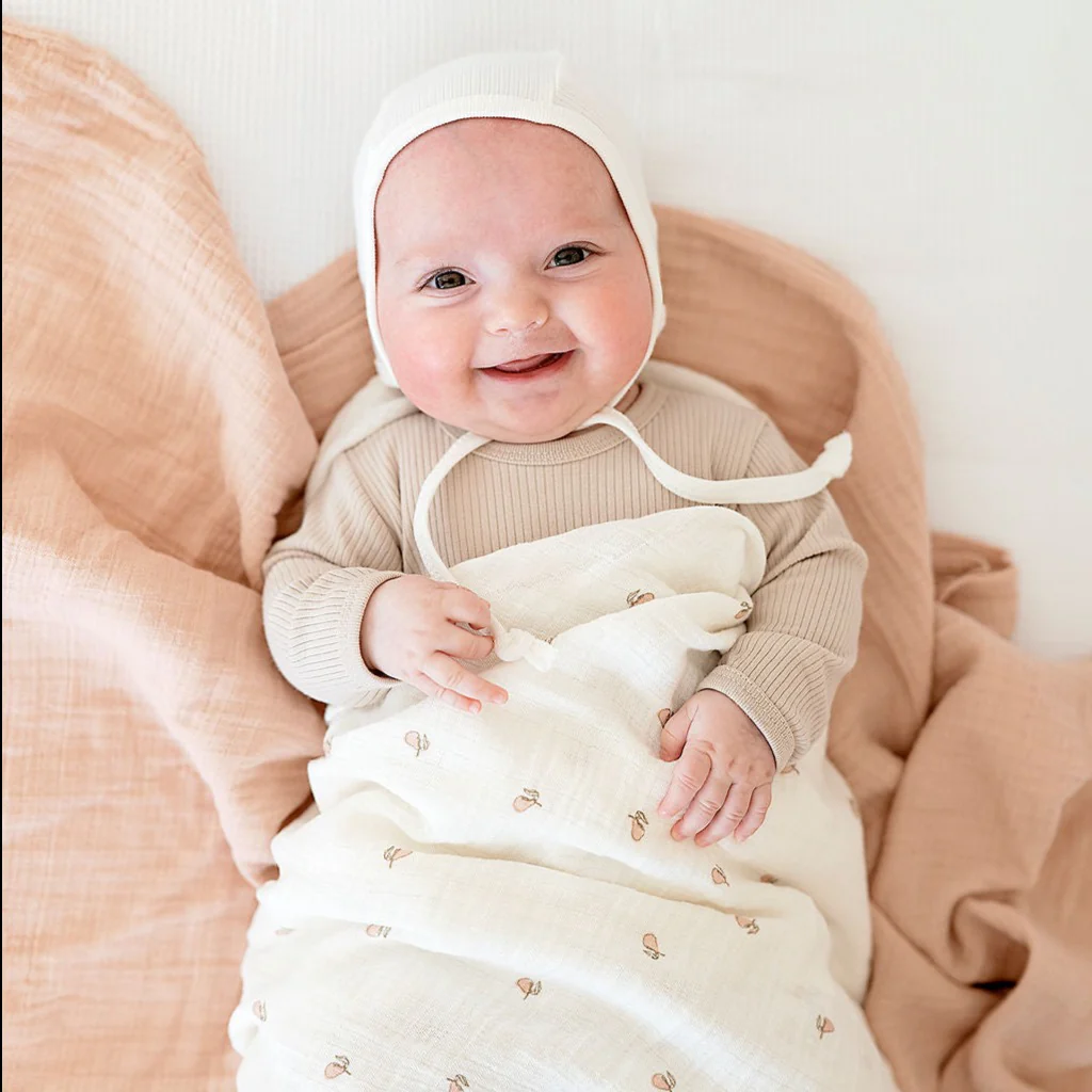 2 Pack Cotton Muslin Swaddle Blanket - Pink Pear - Image 10
