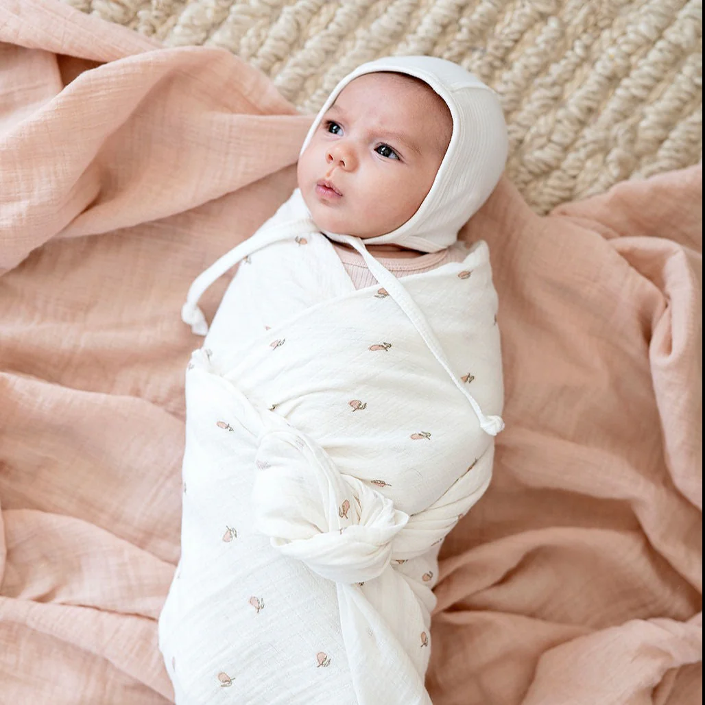 2 Pack Cotton Muslin Swaddle Blanket - Pink Pear - Image 11