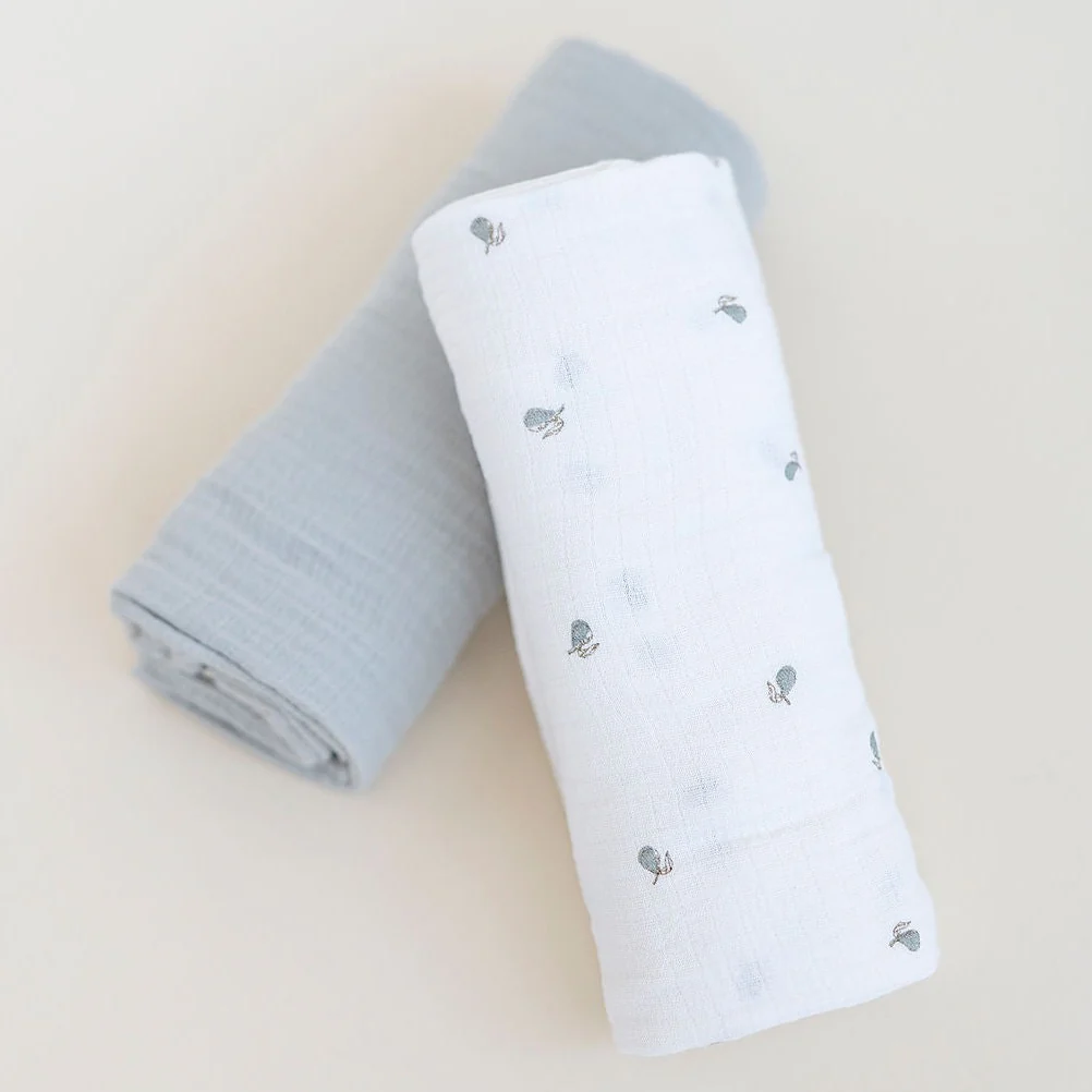 2 Pack Cotton Muslin Swaddle Blanket - Sage Pear - Image 7