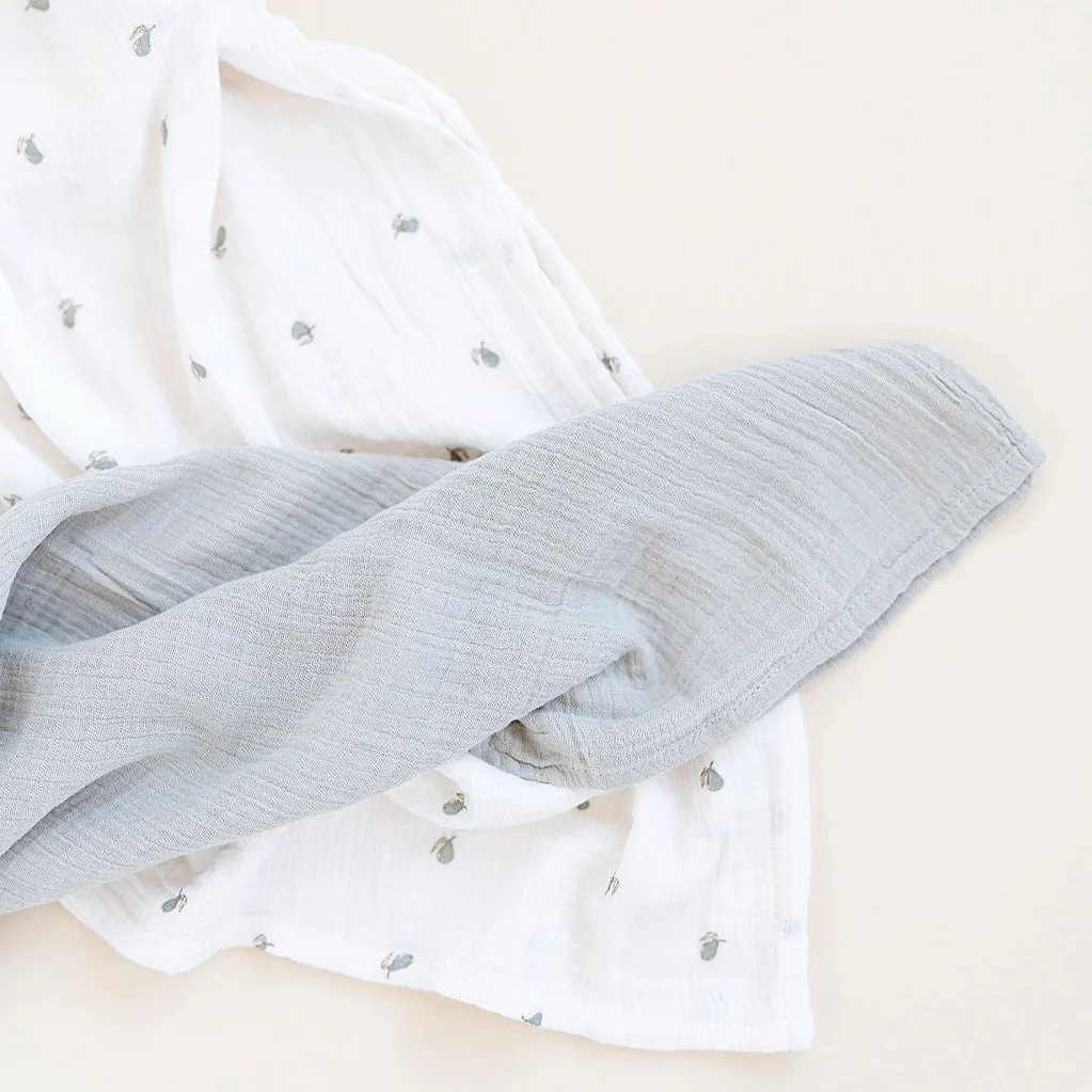 2 Pack Cotton Muslin Swaddle Blanket - Sage Pear - Image 8